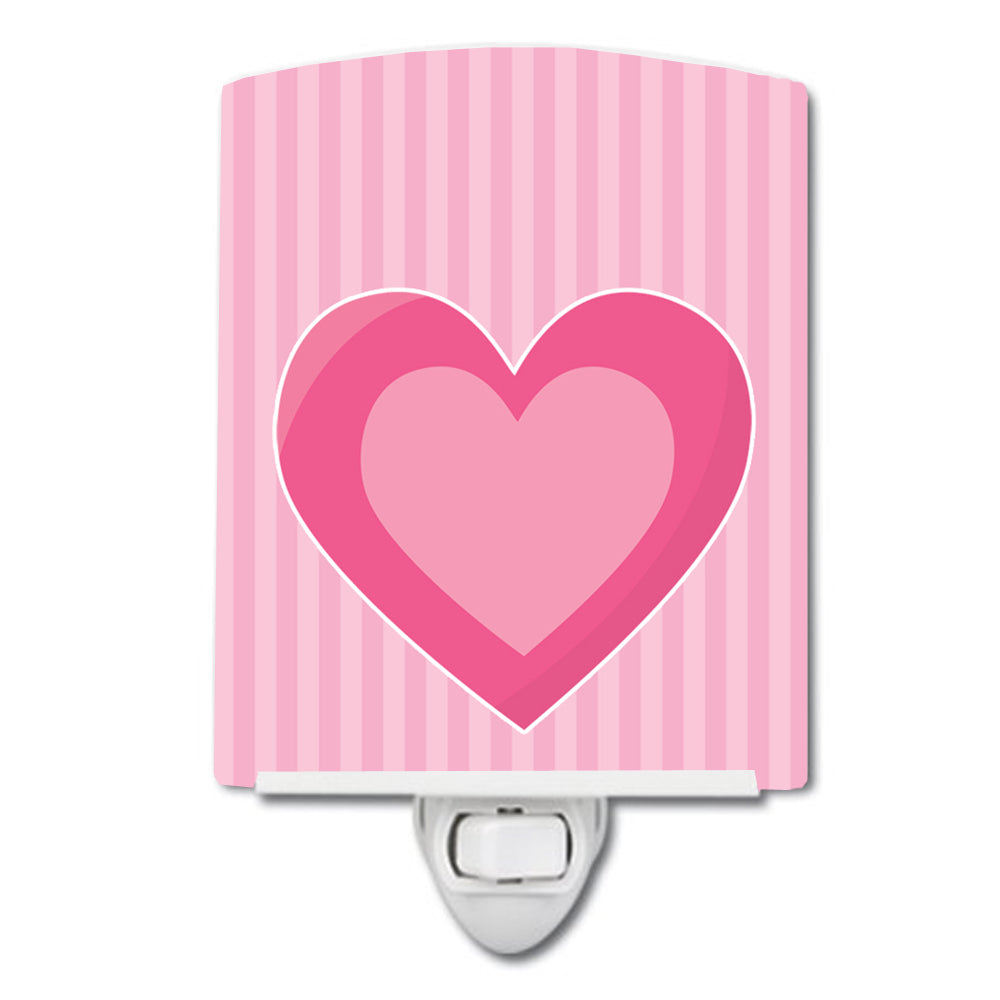 Hearts on Pink Stripes Ceramic Night Light BB8587CNL - the-store.com