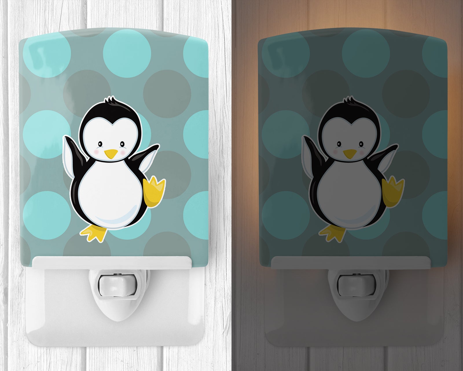 Caroline's Treasures Penguin on Polkadot Ceramic Night Light BB8605CNL