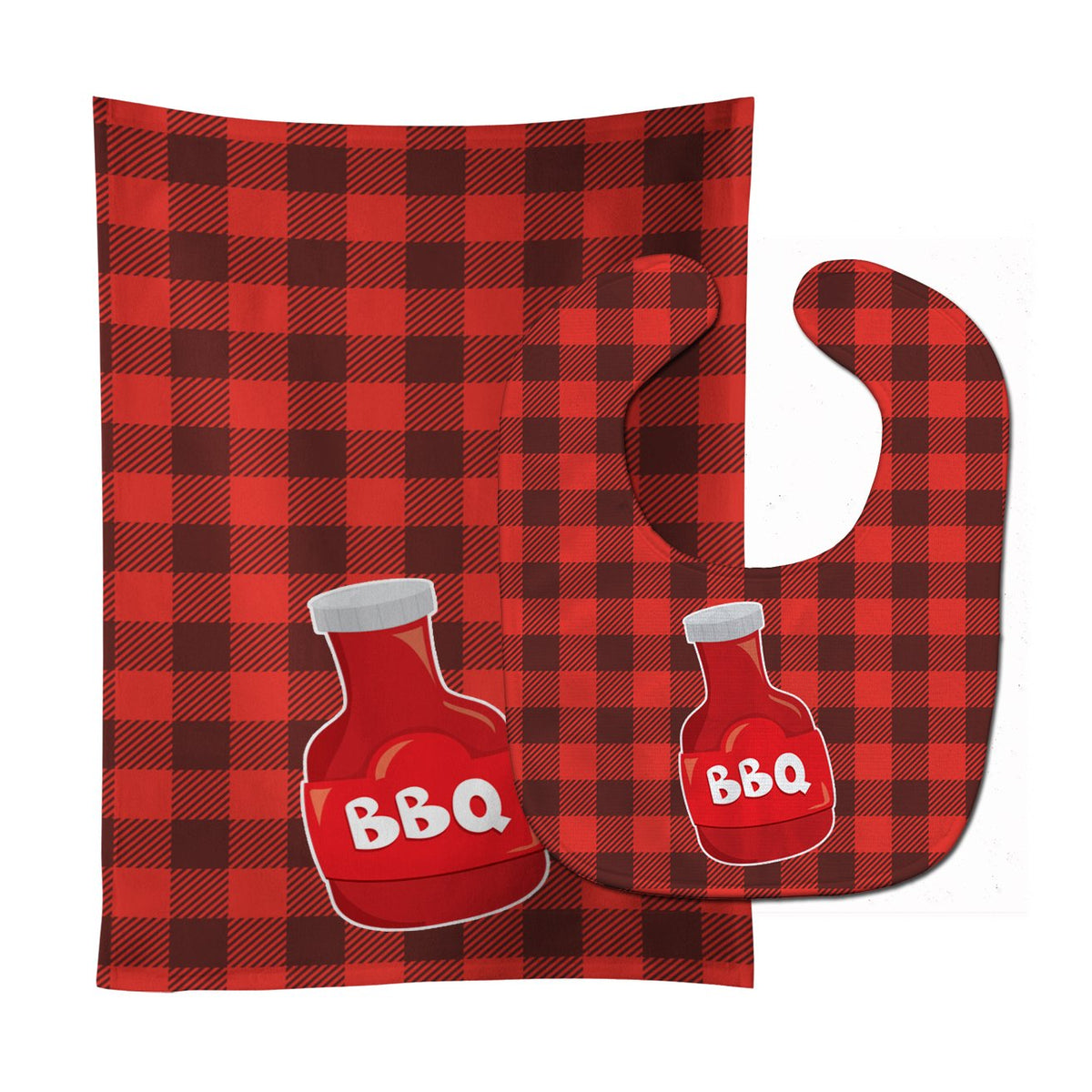 Backyard BBQ Sauce Baby Bib &amp; Burp Cloth BB8633STBU by Caroline&#39;s Treasures