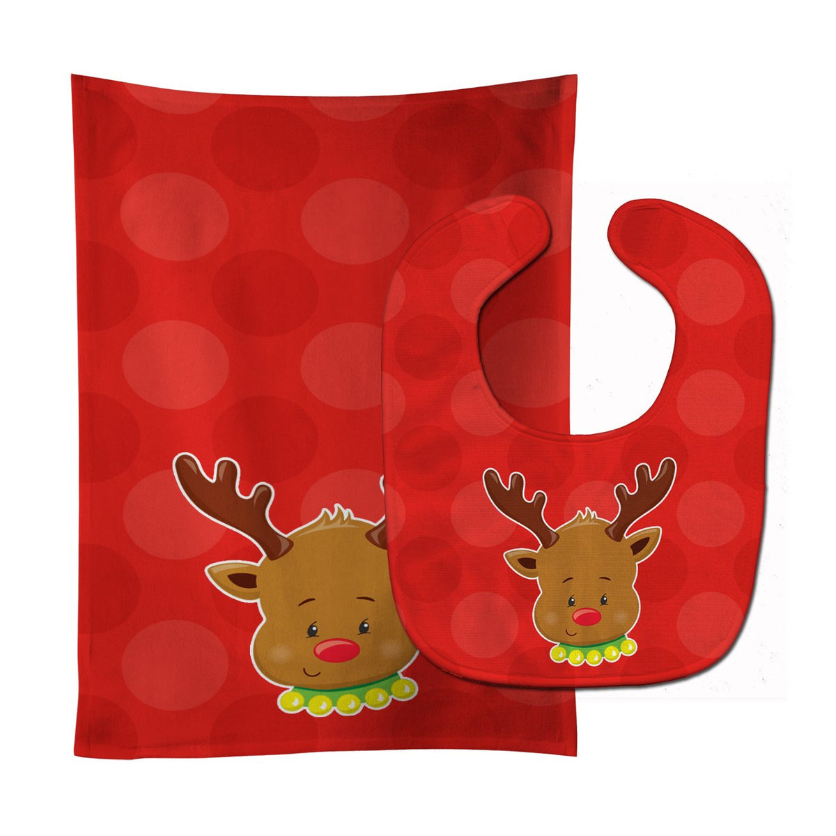 Christmas Reindeer #1 Baby Bib &amp; Burp Cloth BB8665STBU by Caroline&#39;s Treasures