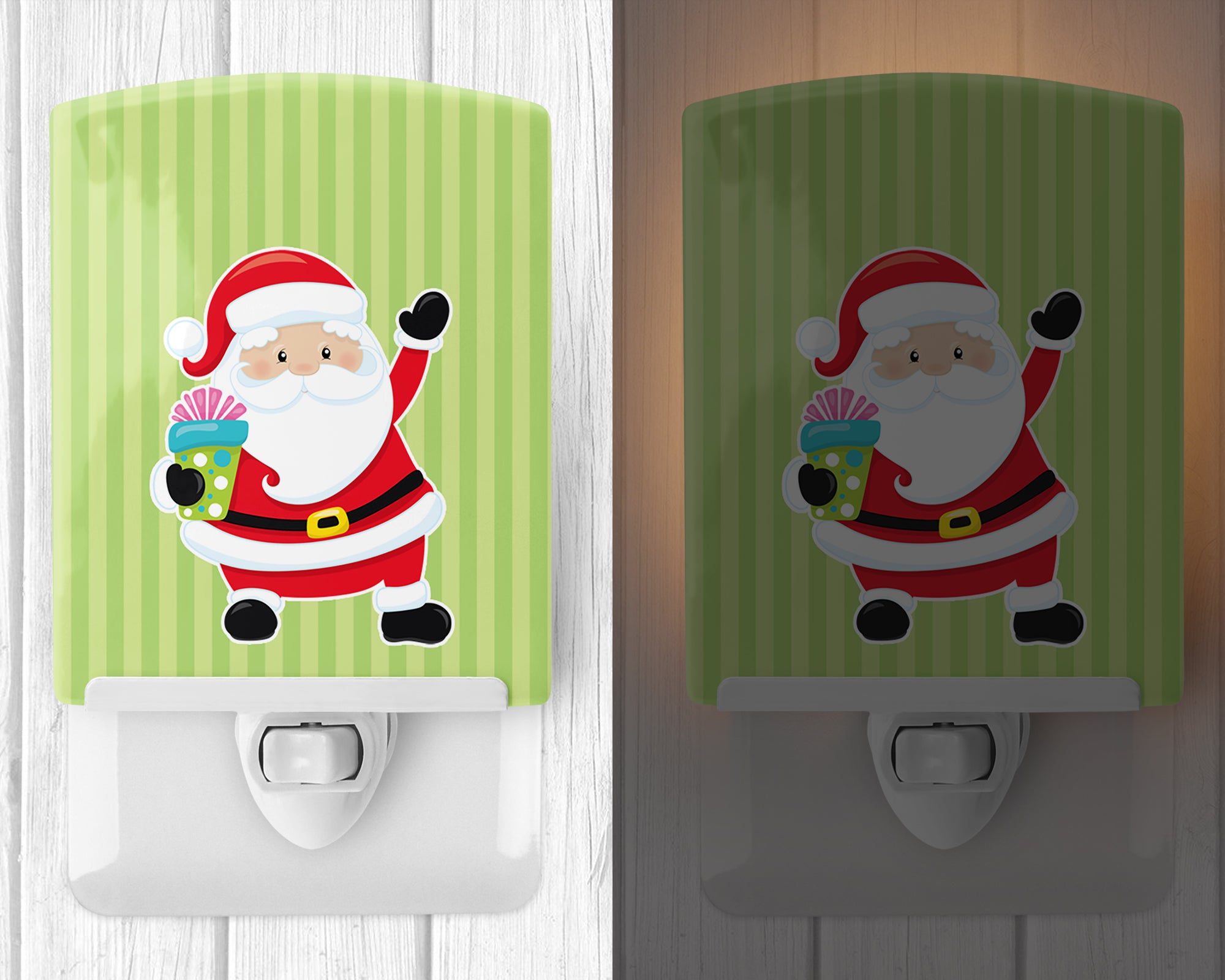 Christmas Santa Claus and Stripes Ceramic Night Light BB8681CNL - the-store.com