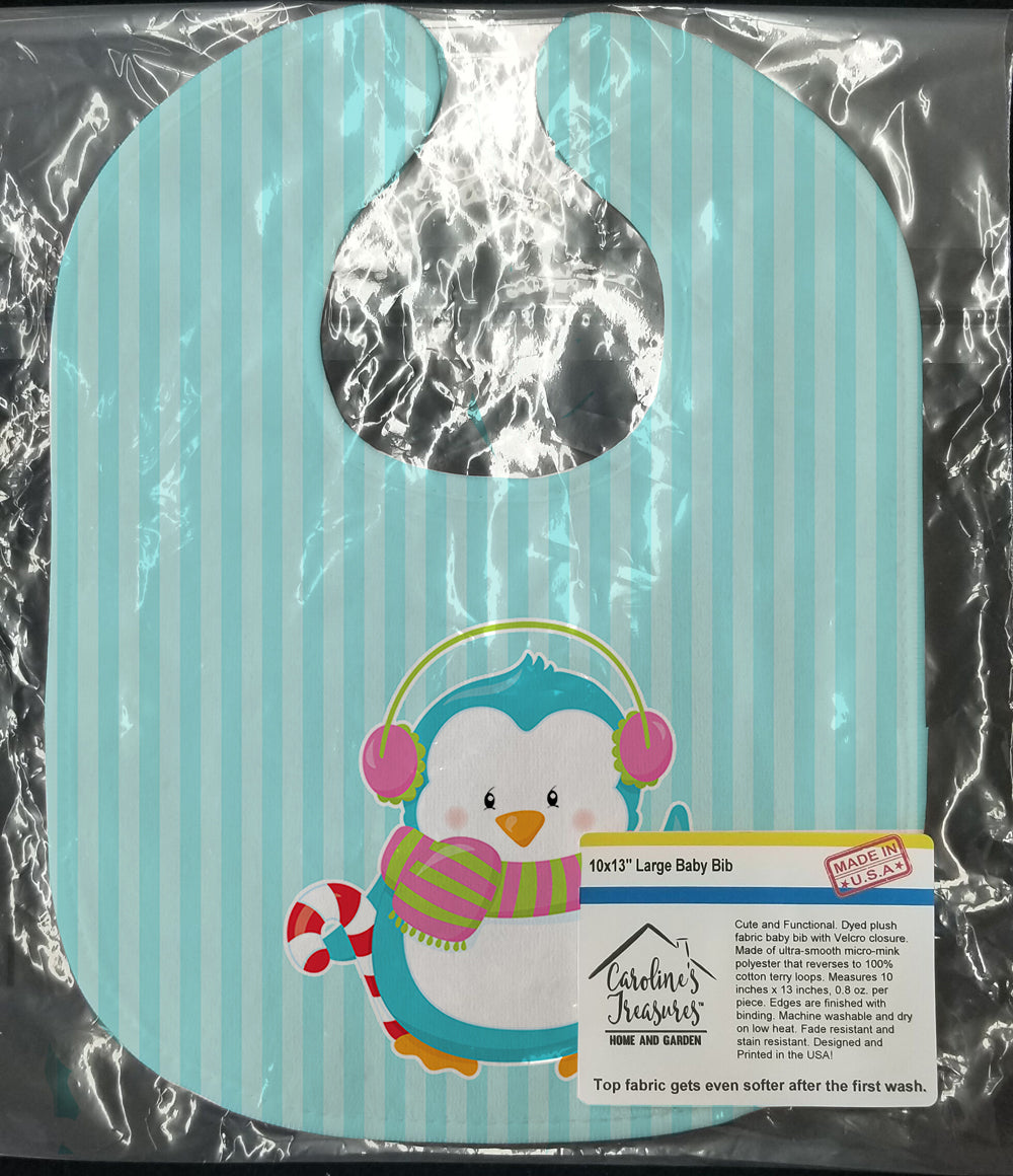 Caroline's Treasures Christmas Penguin and Stripes Baby Bib BB8684BIB