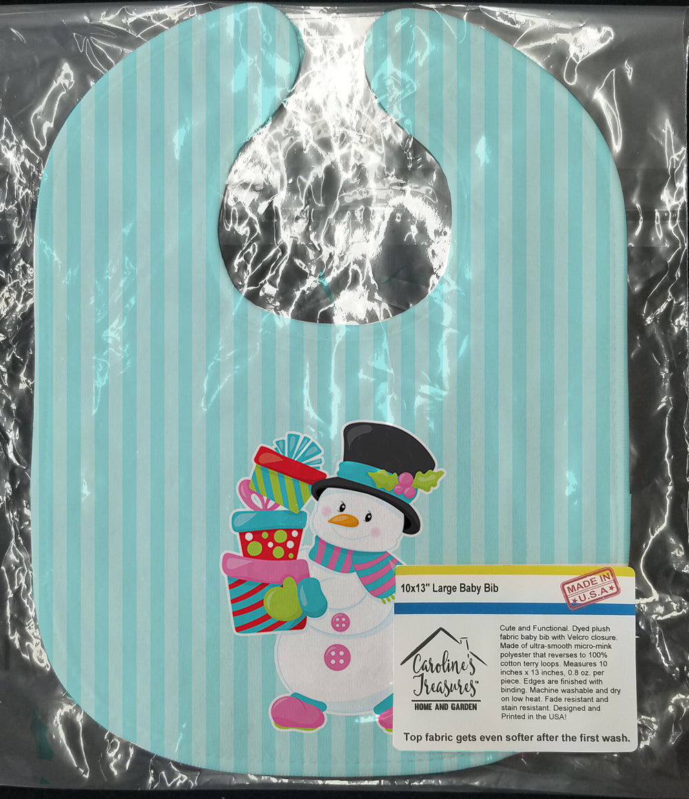 Christmas Snowman and Stripes Baby Bib BB8685BIB - the-store.com