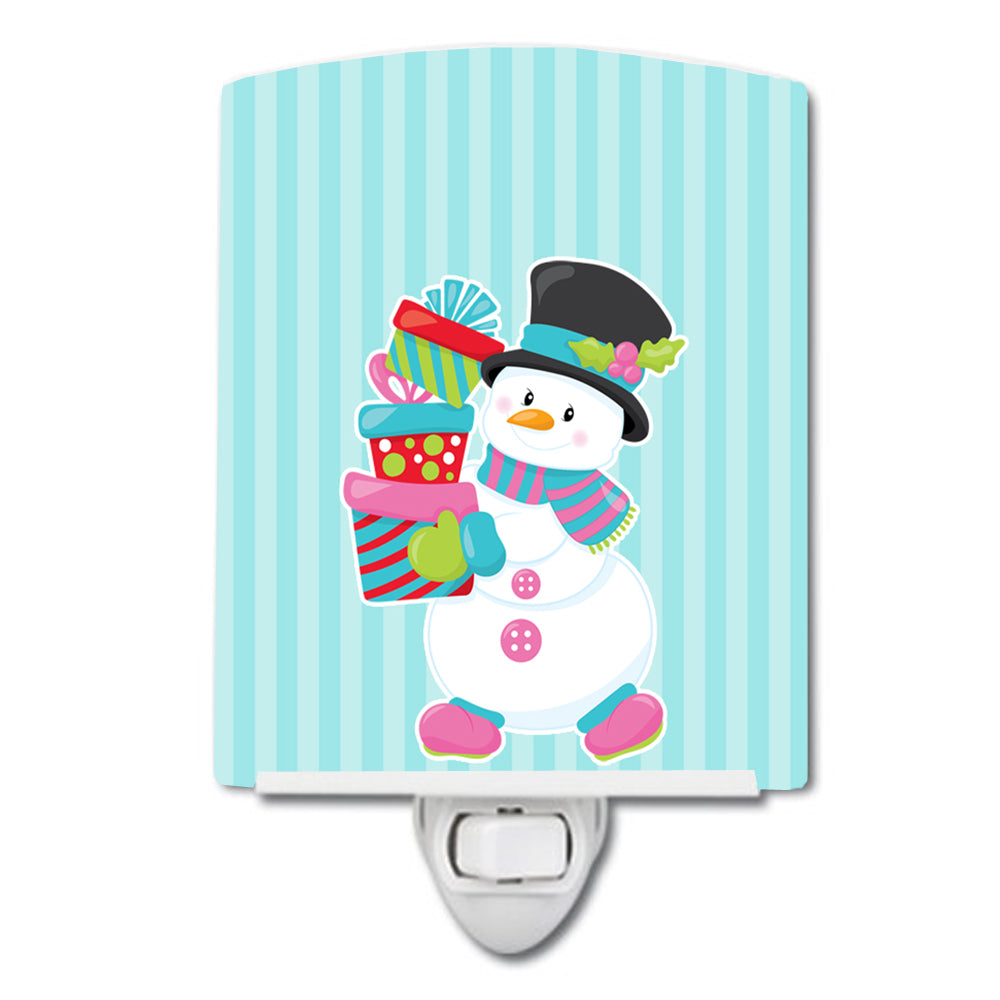 Christmas Snowman and Stripes Ceramic Night Light BB8685CNL - the-store.com