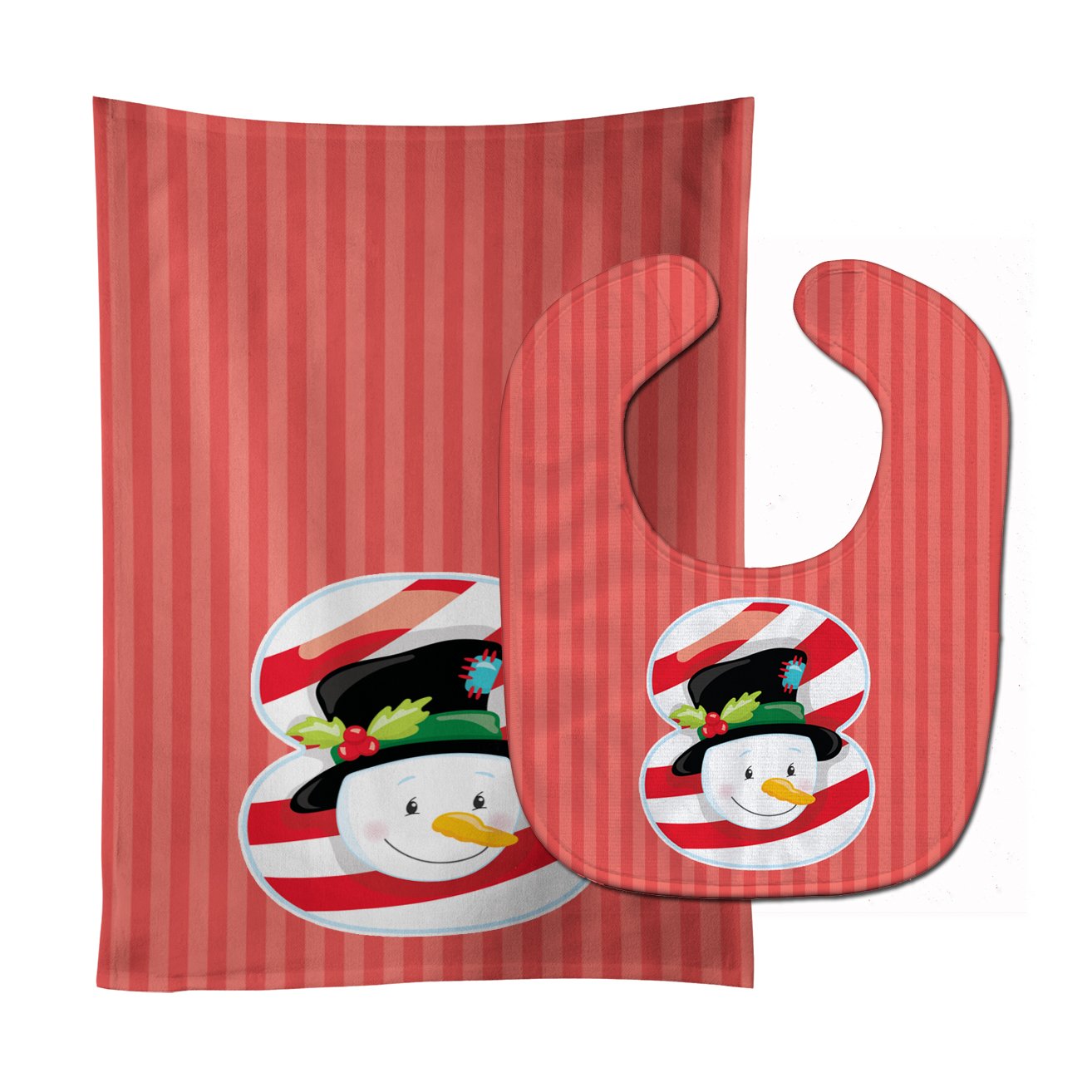 Christmas Month 8 Snowman Baby Bib & Burp Cloth BB8694STBU by Caroline's Treasures