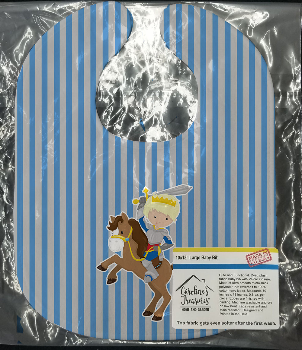 Blonde Boy Knight on Horse Baby Bib BB8746BIB - the-store.com