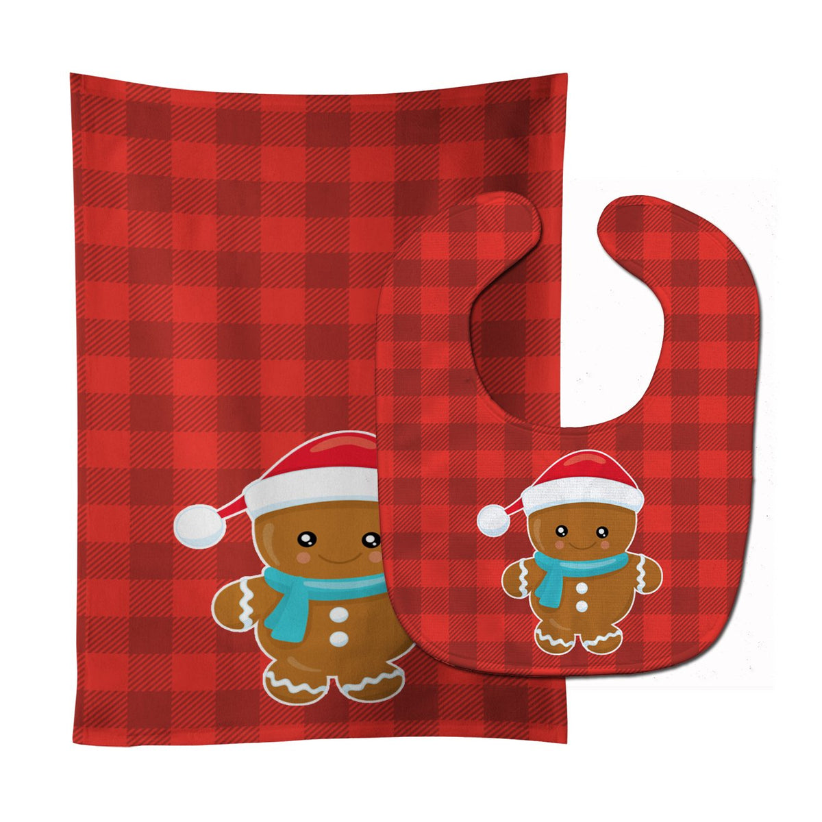 Christmas Gingerbread Santa Hat Baby Bib &amp; Burp Cloth BB8777STBU by Caroline&#39;s Treasures
