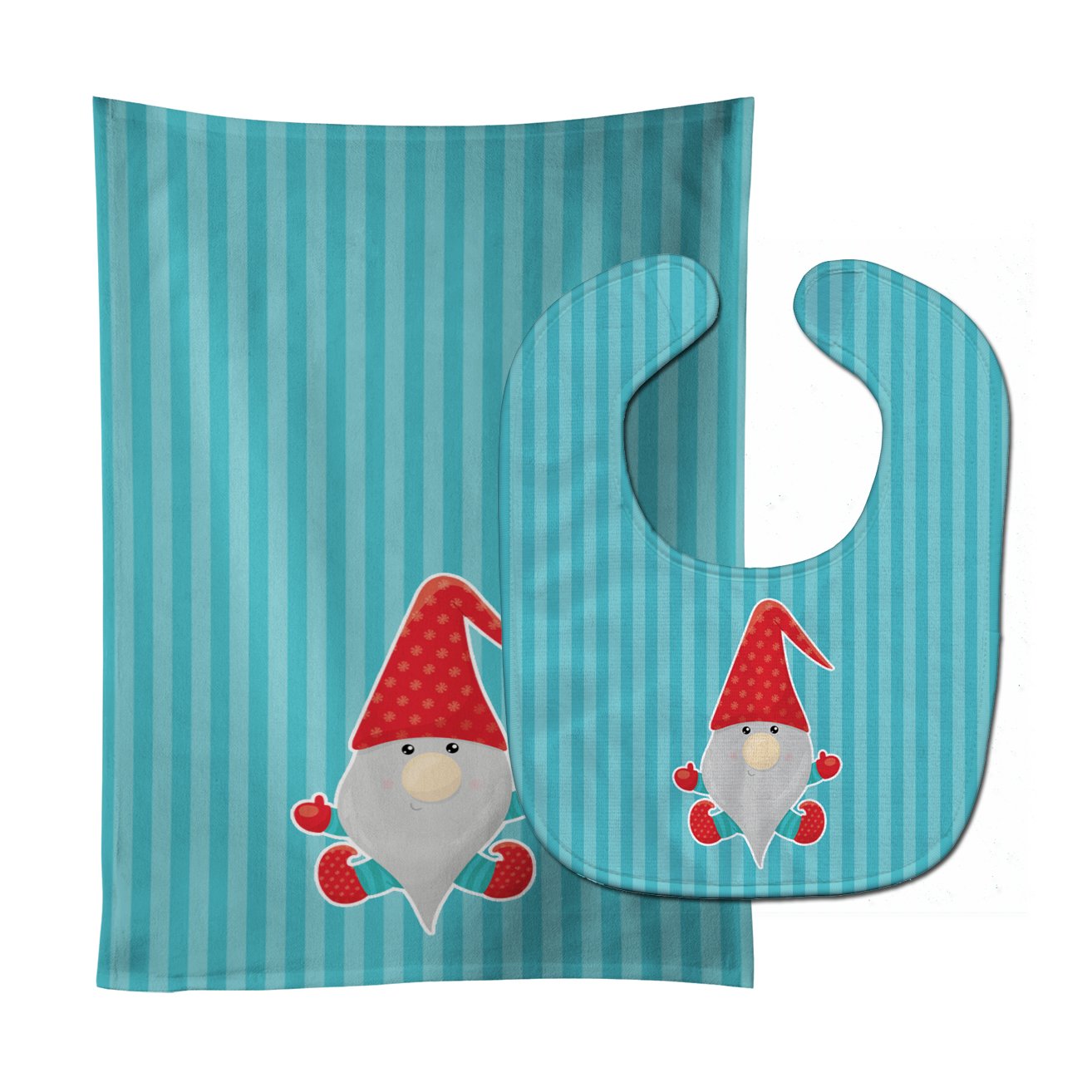 Merry Christmas Gnome #2 Baby Bib & Burp Cloth BB8784STBU by Caroline's Treasures