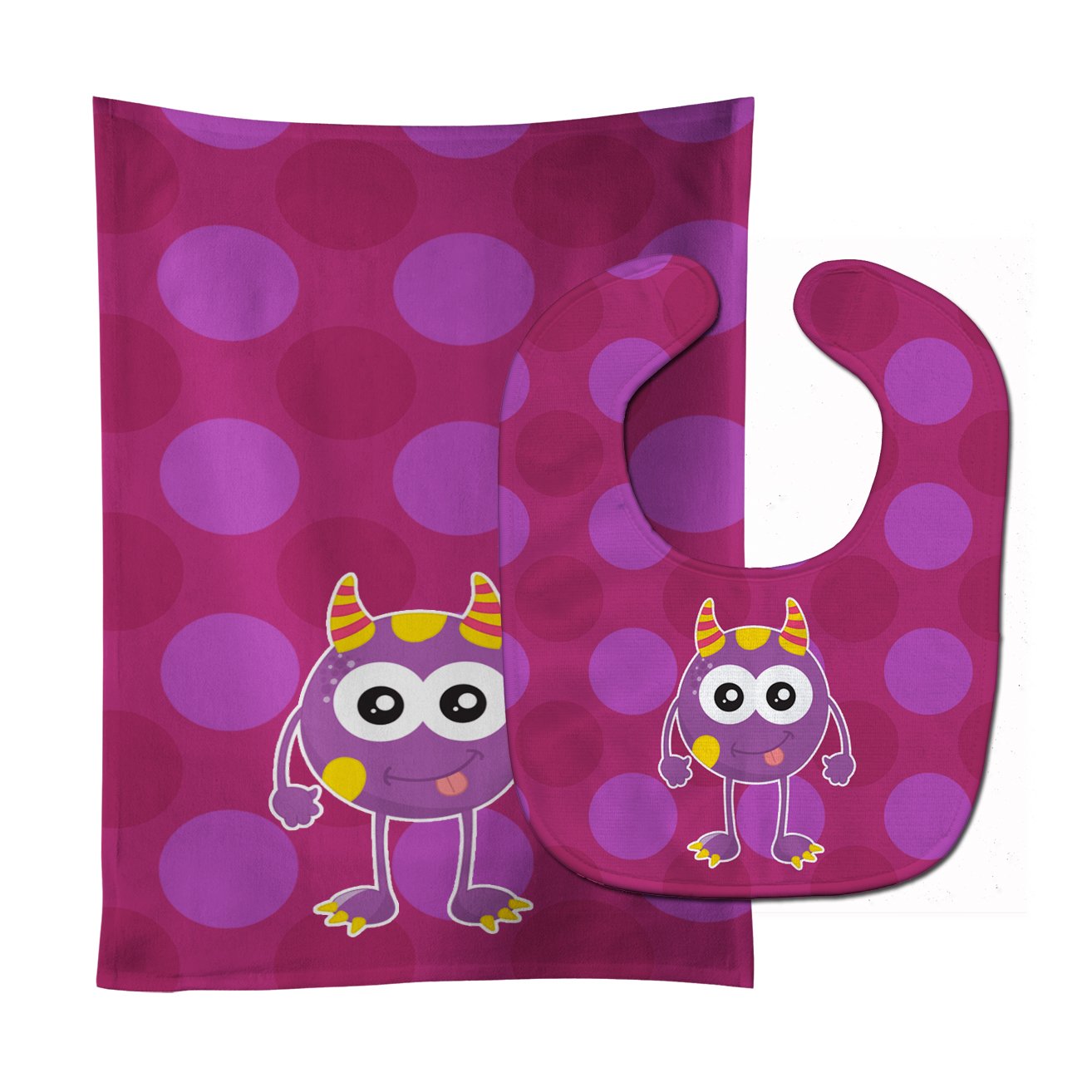 Monster Purple Baby Bib & Burp Cloth BB8850STBU by Caroline's Treasures