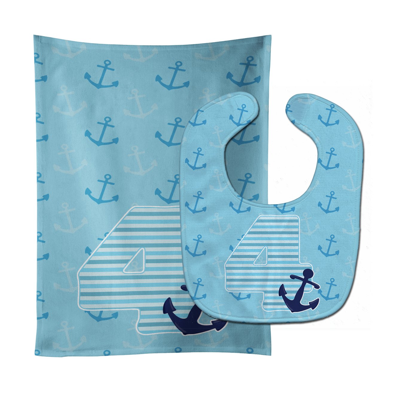 Nautical Month 4 Baby Bib & Burp Cloth BB8875STBU by Caroline's Treasures