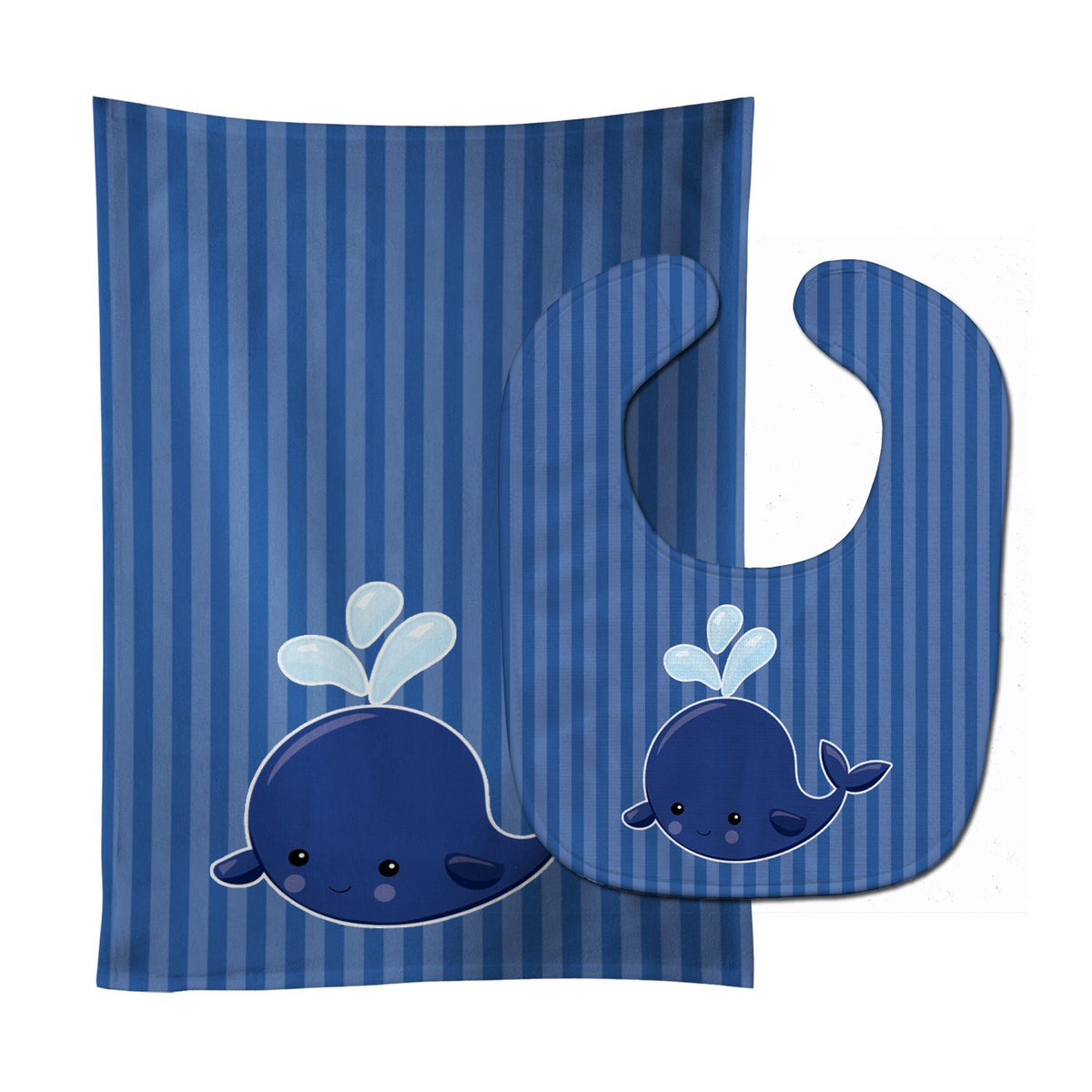 Nautical Whale Blue #2 Baby Bib &amp; Burp Cloth BB8885STBU by Caroline&#39;s Treasures