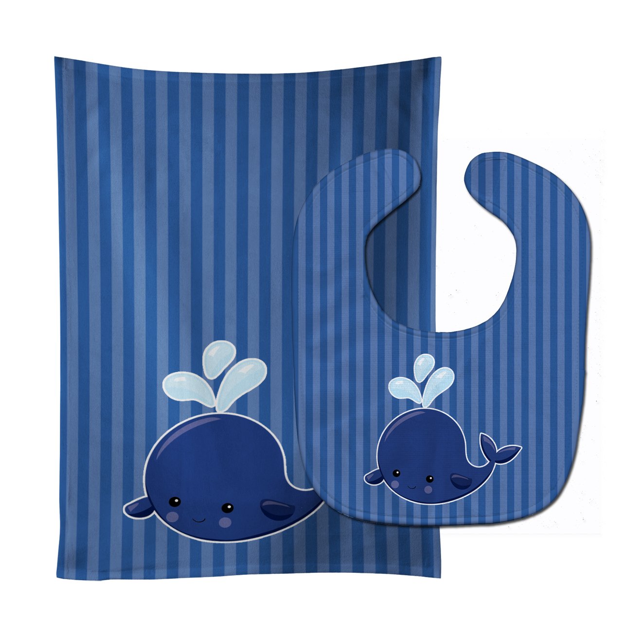 Nautical Whale Blue #2 Baby Bib & Burp Cloth BB8885STBU by Caroline's Treasures