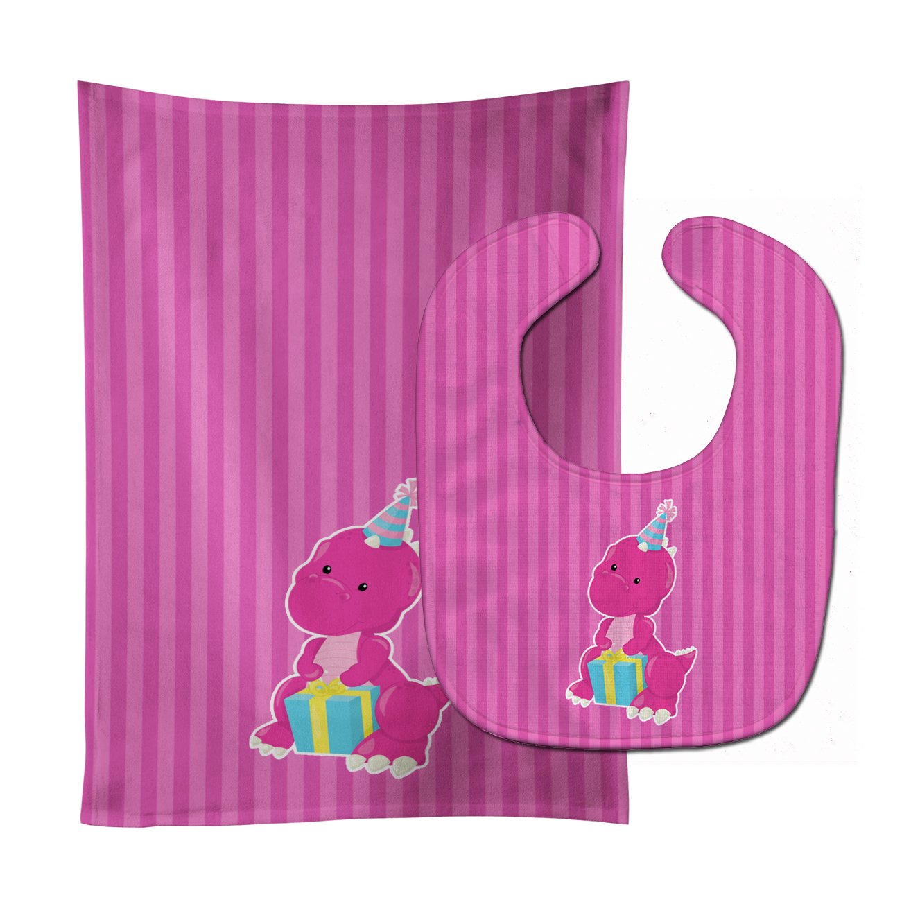 Dinosaur Pink #2 Baby Bib & Burp Cloth BB8921STBU by Caroline's Treasures