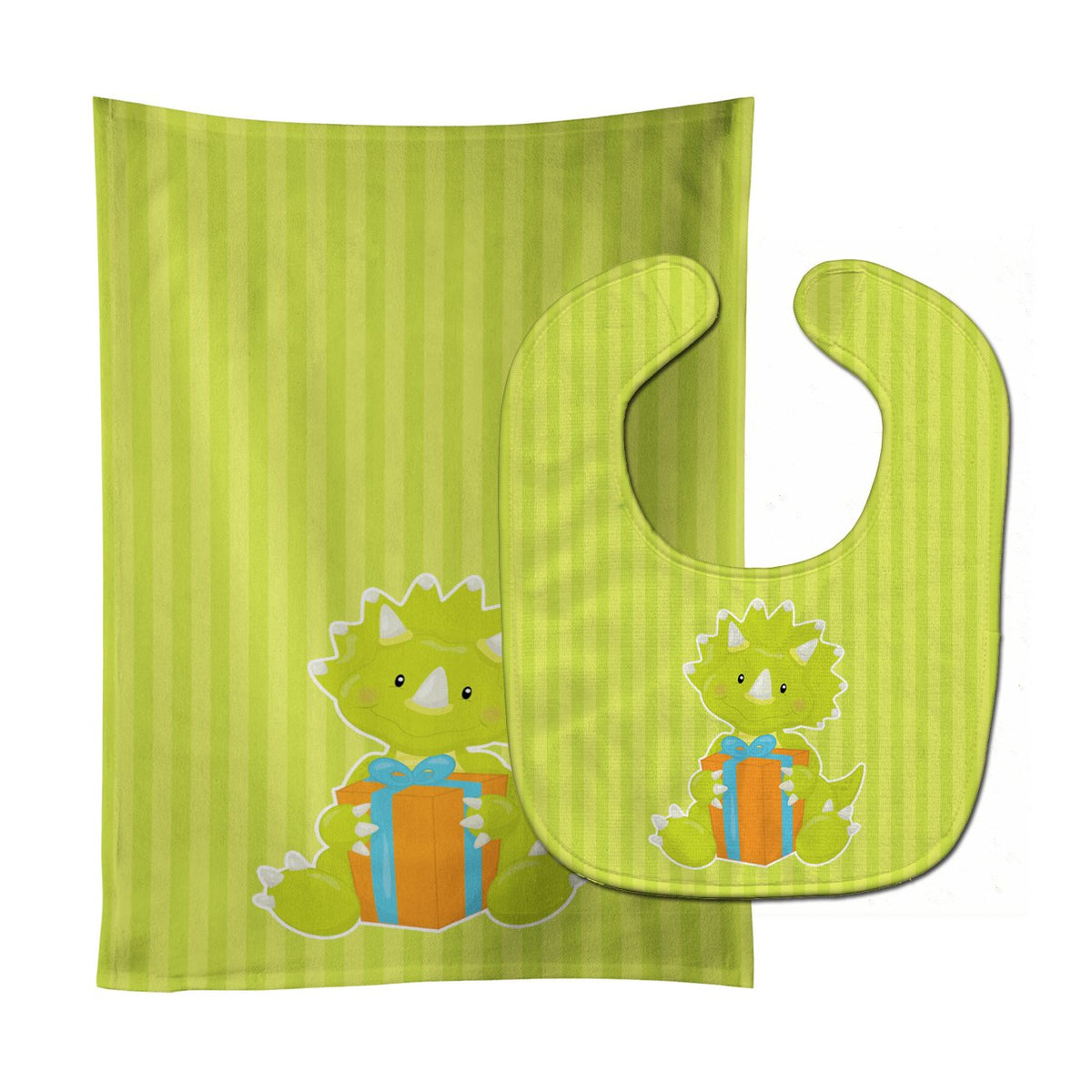 Dinosaur Green #2 Baby Bib &amp; Burp Cloth BB8929STBU by Caroline&#39;s Treasures