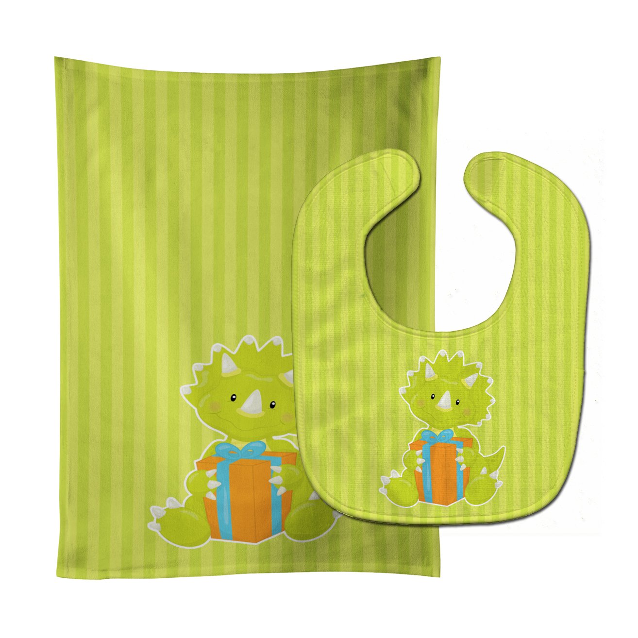 Dinosaur Green #2 Baby Bib & Burp Cloth BB8929STBU by Caroline's Treasures