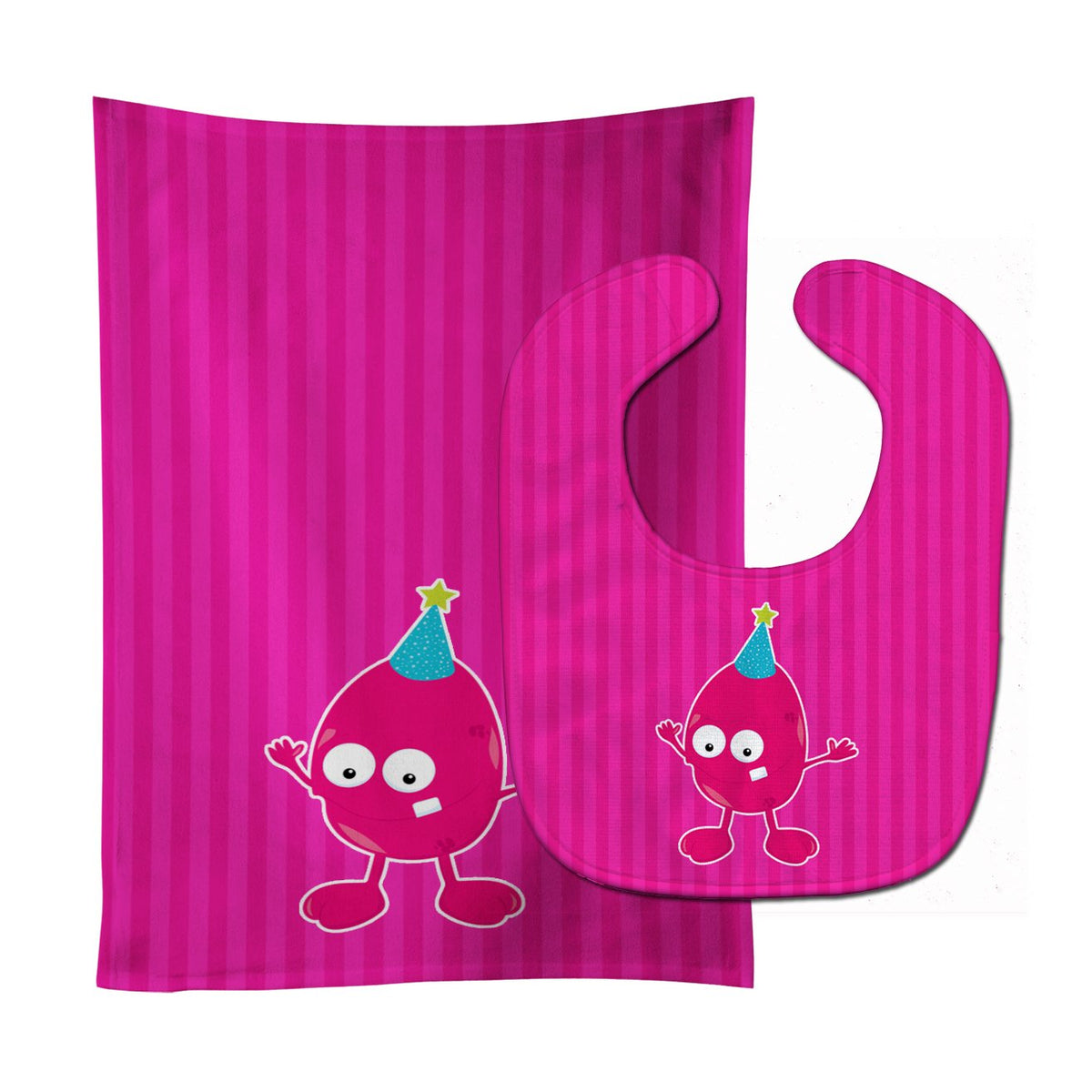 Birthday Monster Pink Baby Bib &amp; Burp Cloth BB8935STBU by Caroline&#39;s Treasures