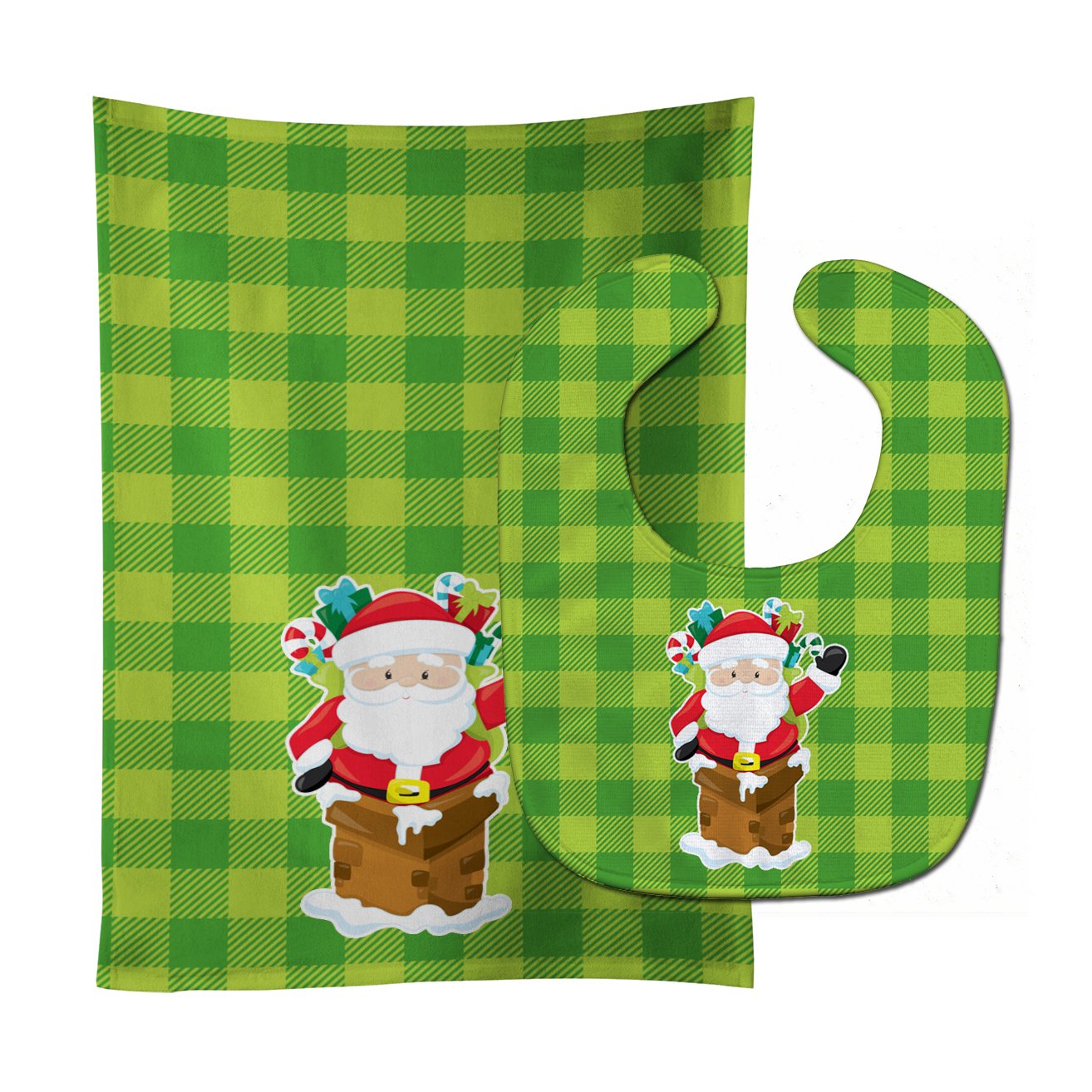Christmas Santa Claus #2 Baby Bib & Burp Cloth BB9018STBU by Caroline's Treasures