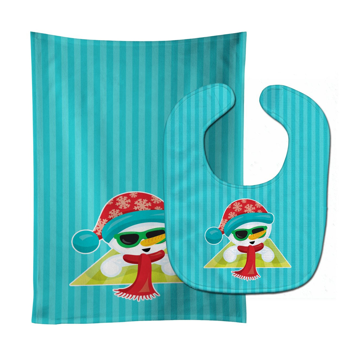Beach Snowman #2 Baby Bib &amp; Burp Cloth BB9079STBU by Caroline&#39;s Treasures