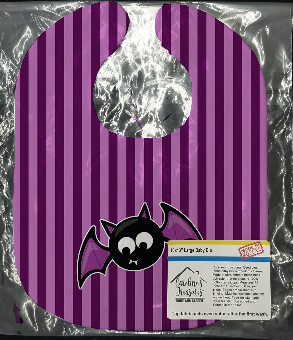 Halloween Bat Purple Stripes Baby Bib BB9111BIB - the-store.com