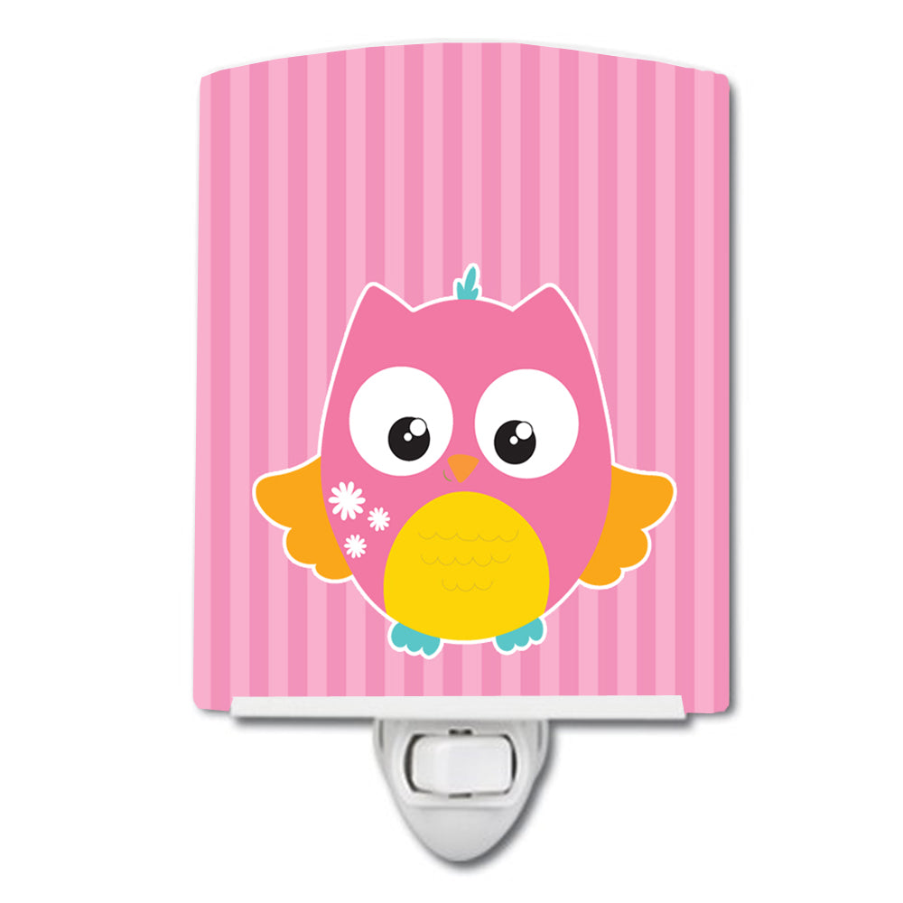 Owl and Pink Stripes Ceramic Night Light BB9114CNL - the-store.com