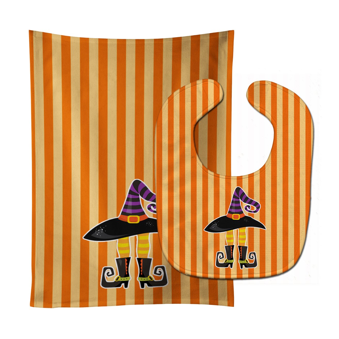 Halloween Witch's Hat and Legs Baby Bib & Burp Cloth BB9161STBU by Caroline's Treasures