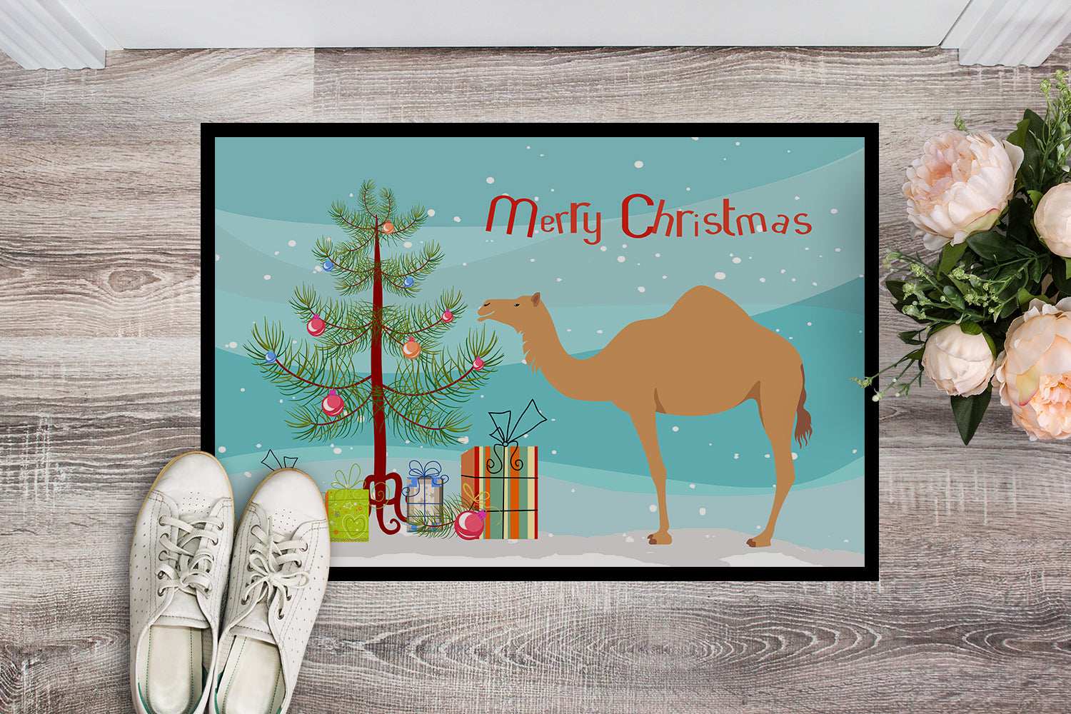 Arabian Camel Dromedary Christmas Indoor or Outdoor Mat 18x27 BB9184MAT - the-store.com