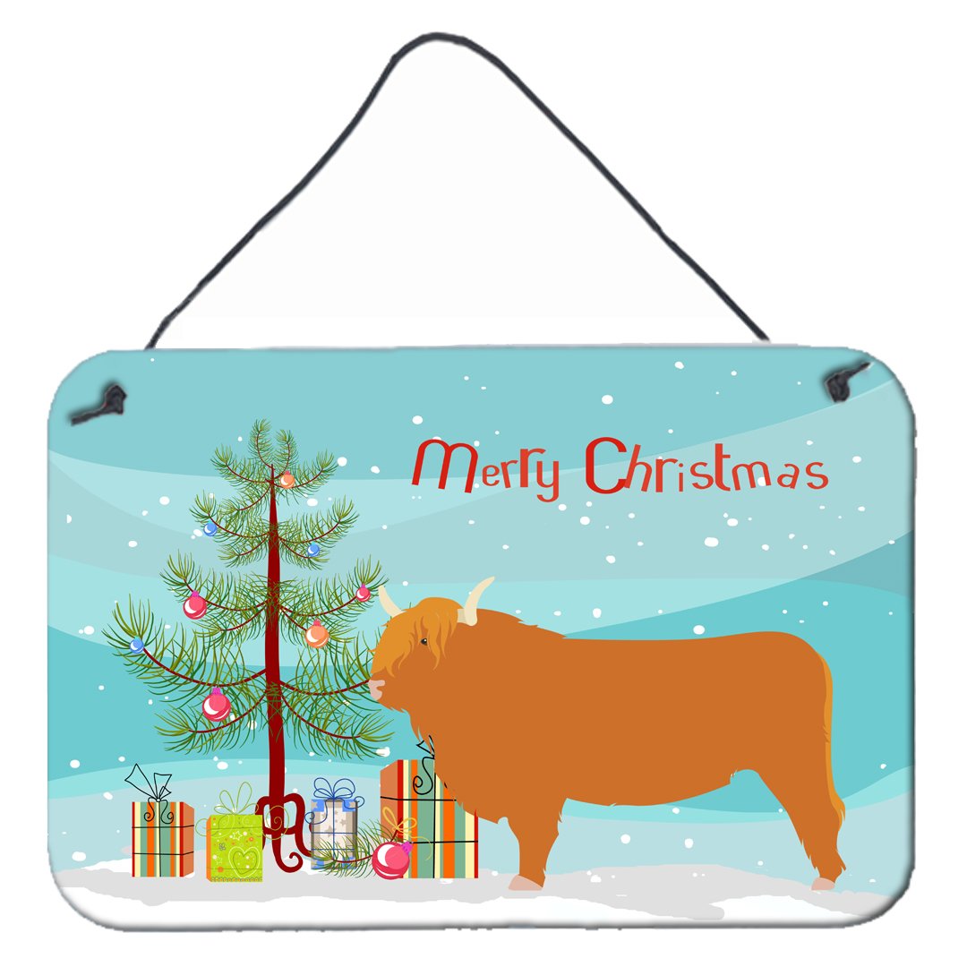 Highland Cow Christmas Wall or Door Hanging Prints BB9187DS812 by Caroline's Treasures