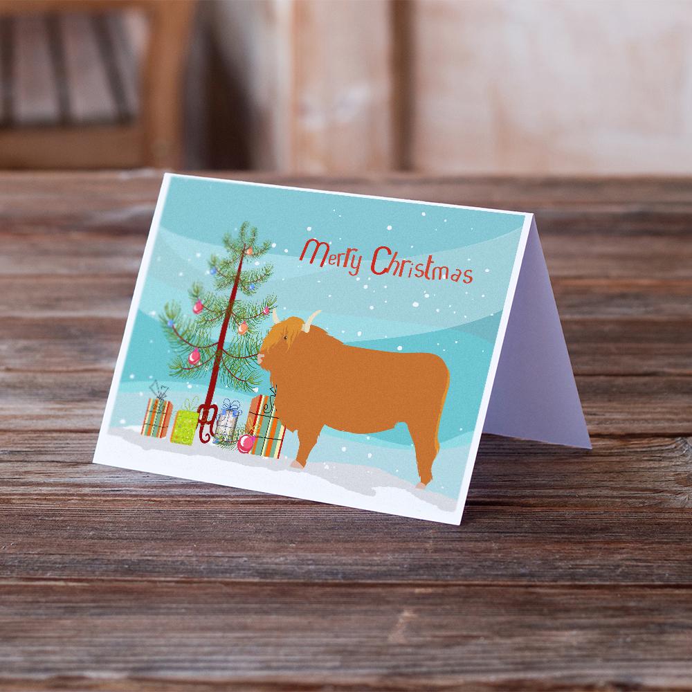 Highland Cow Christmas Greeting Cards and Envelopes Pack of 8 - the-store.com