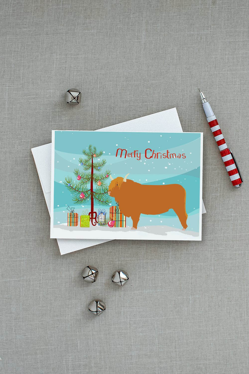 Highland Cow Christmas Greeting Cards and Envelopes Pack of 8 - the-store.com