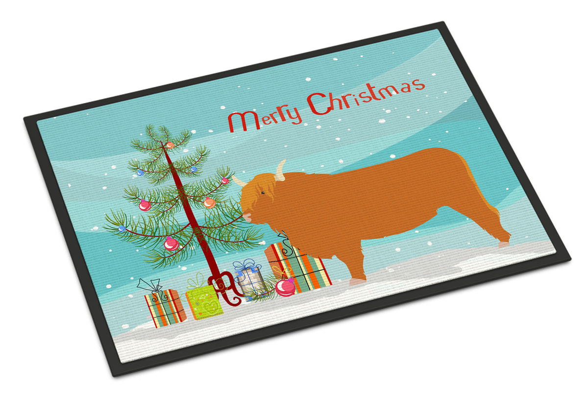 Highland Cow Christmas Indoor or Outdoor Mat 18x27 BB9187MAT - the-store.com