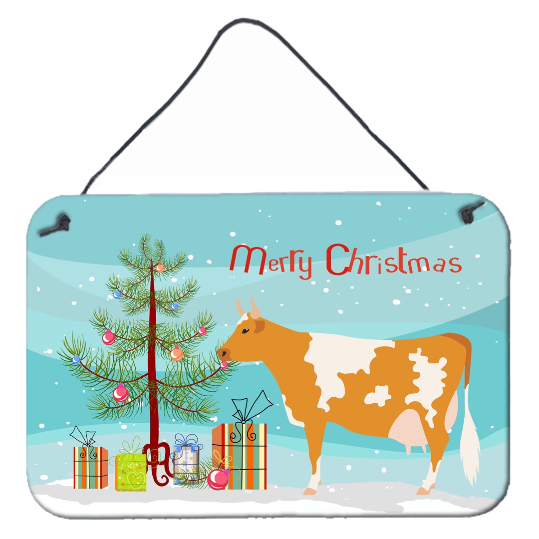 Guernsey Cow Christmas Wall or Door Hanging Prints BB9188DS812 by Caroline&#39;s Treasures