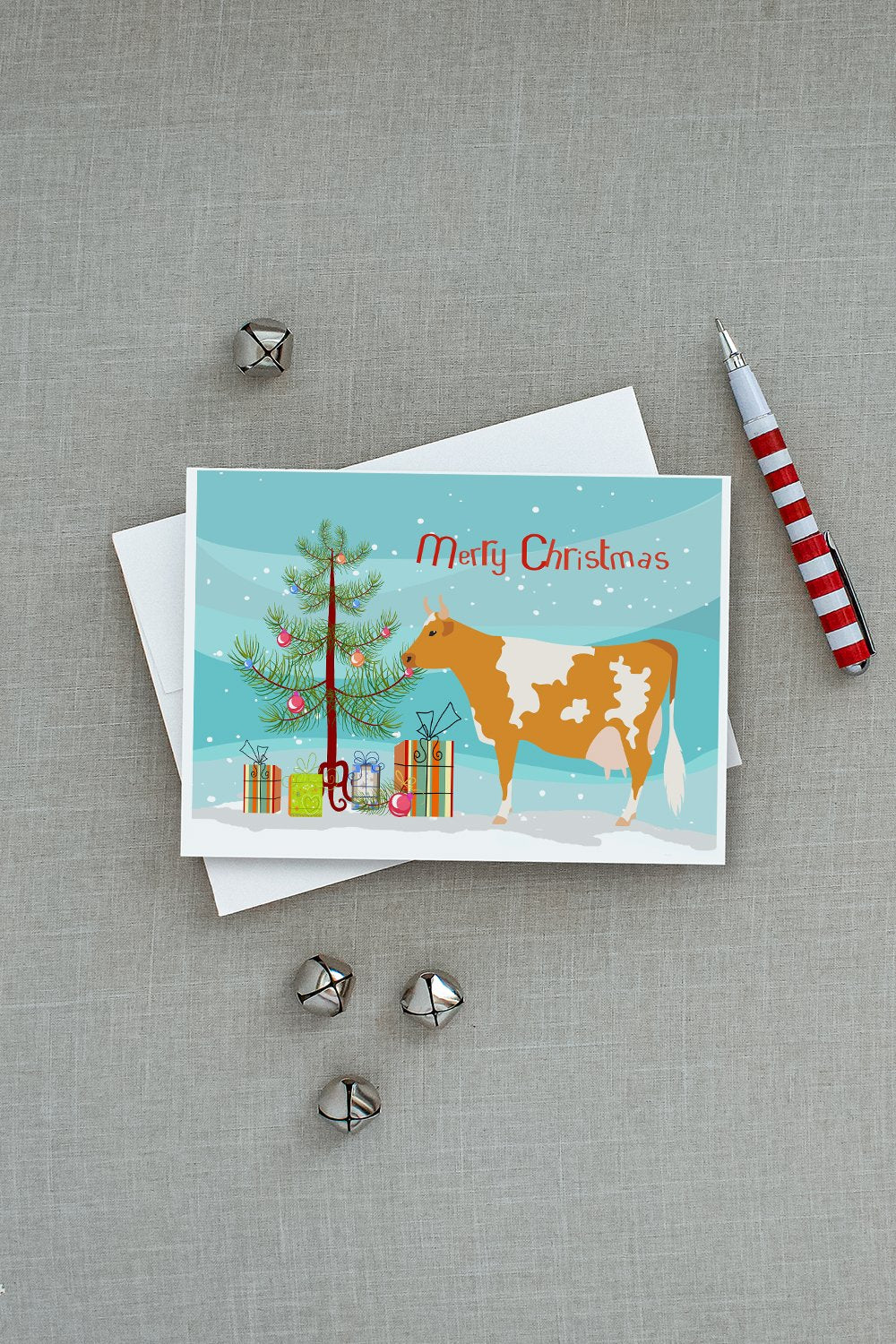 Guernsey Cow Christmas Greeting Cards and Envelopes Pack of 8 - the-store.com