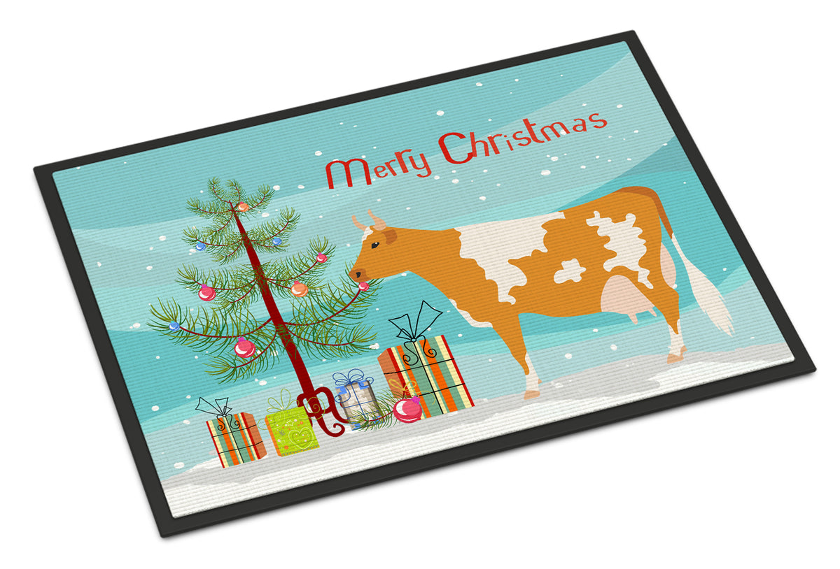 Guernsey Cow Christmas Indoor or Outdoor Mat 18x27 BB9188MAT - the-store.com