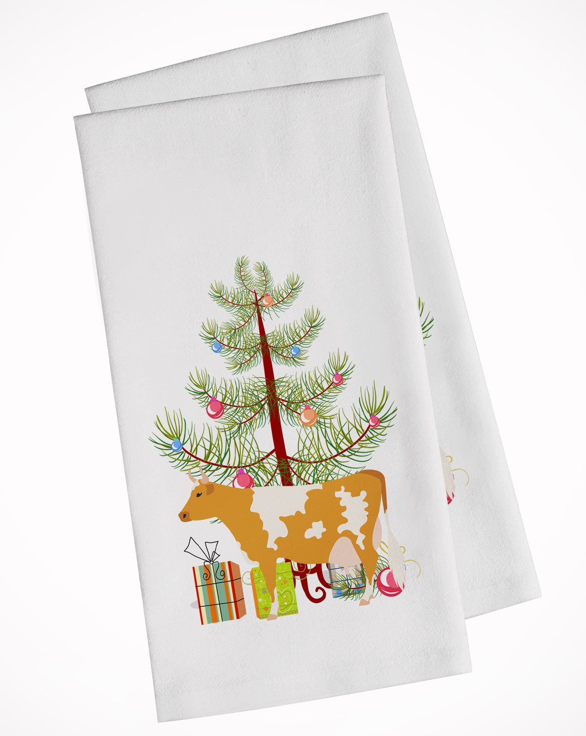 Guernsey Cow Christmas White Kitchen Towel Set of 2 BB9188WTKT by Caroline&#39;s Treasures