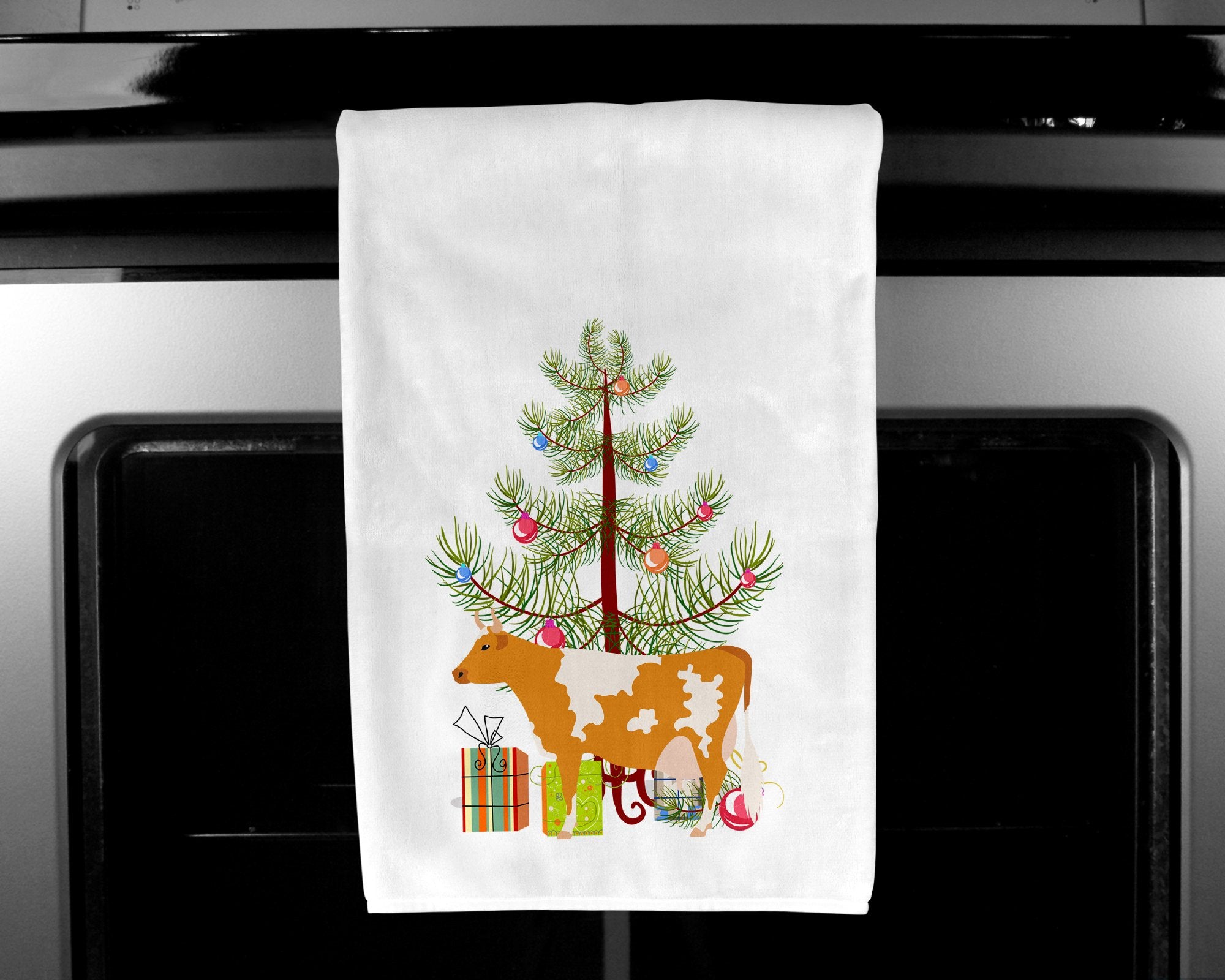 Guernsey Cow Christmas White Kitchen Towel Set of 2 BB9188WTKT by Caroline's Treasures