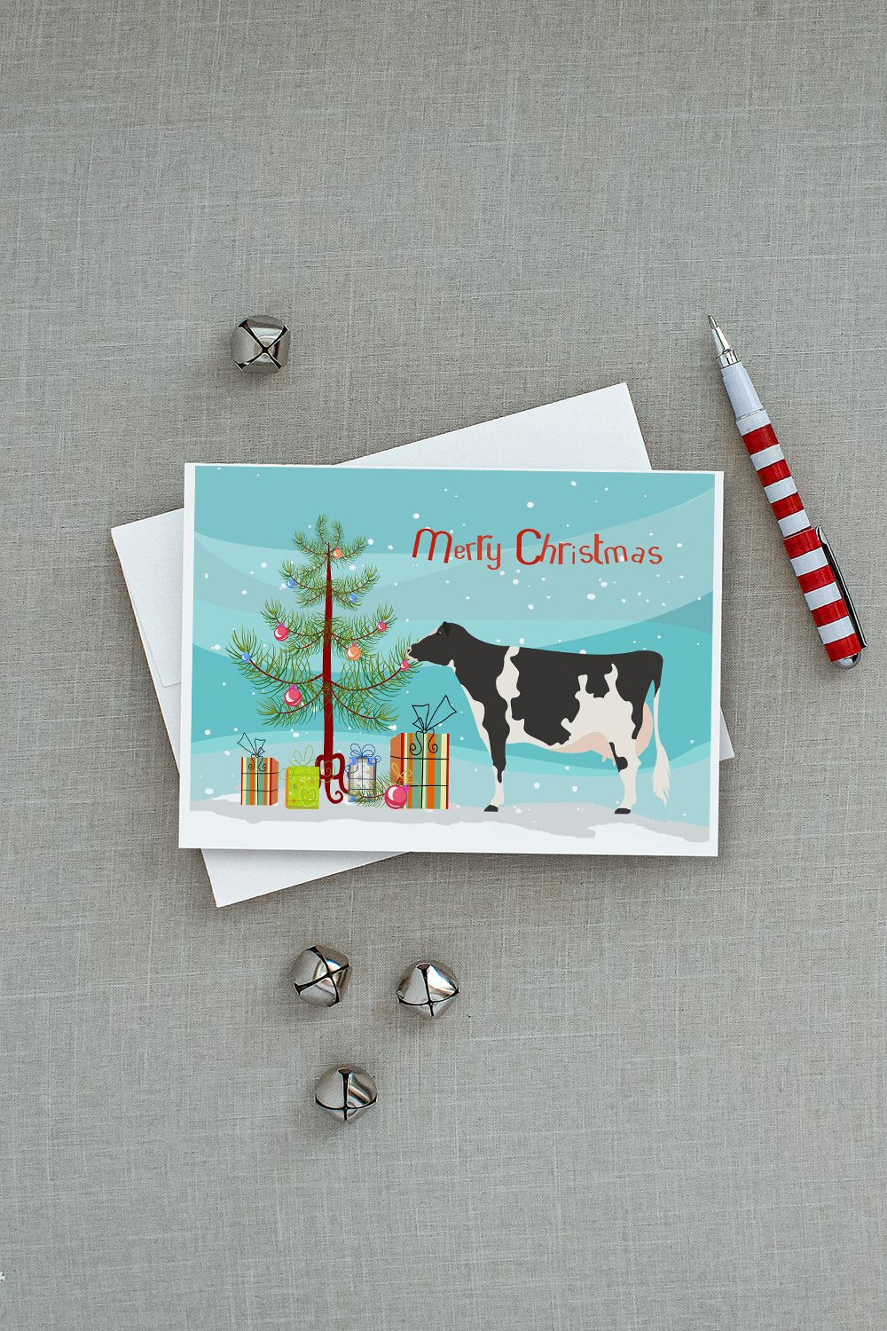 Holstein Cow Christmas Greeting Cards and Envelopes Pack of 8 - the-store.com