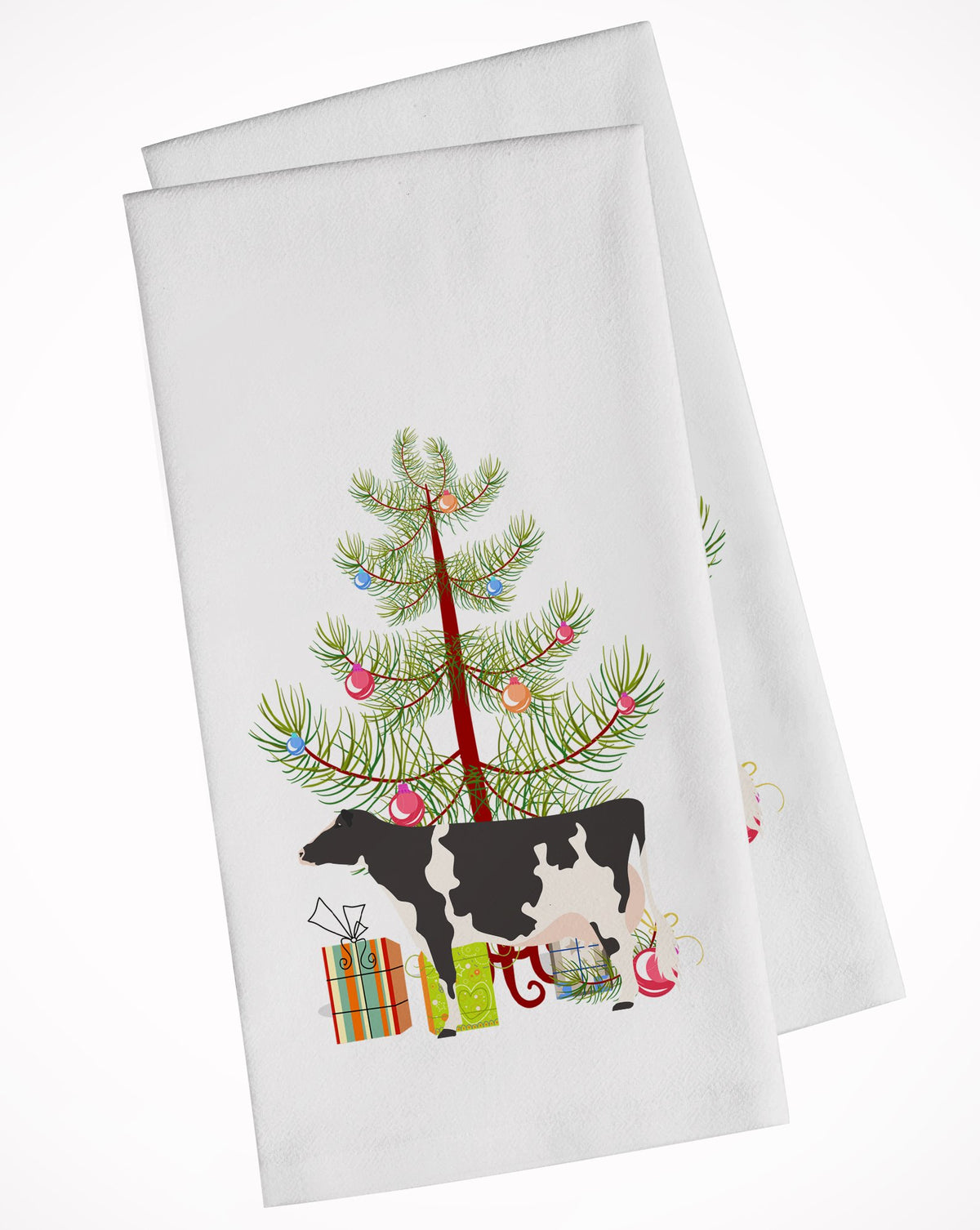Holstein Cow Christmas White Kitchen Towel Set of 2 BB9189WTKT by Caroline&#39;s Treasures