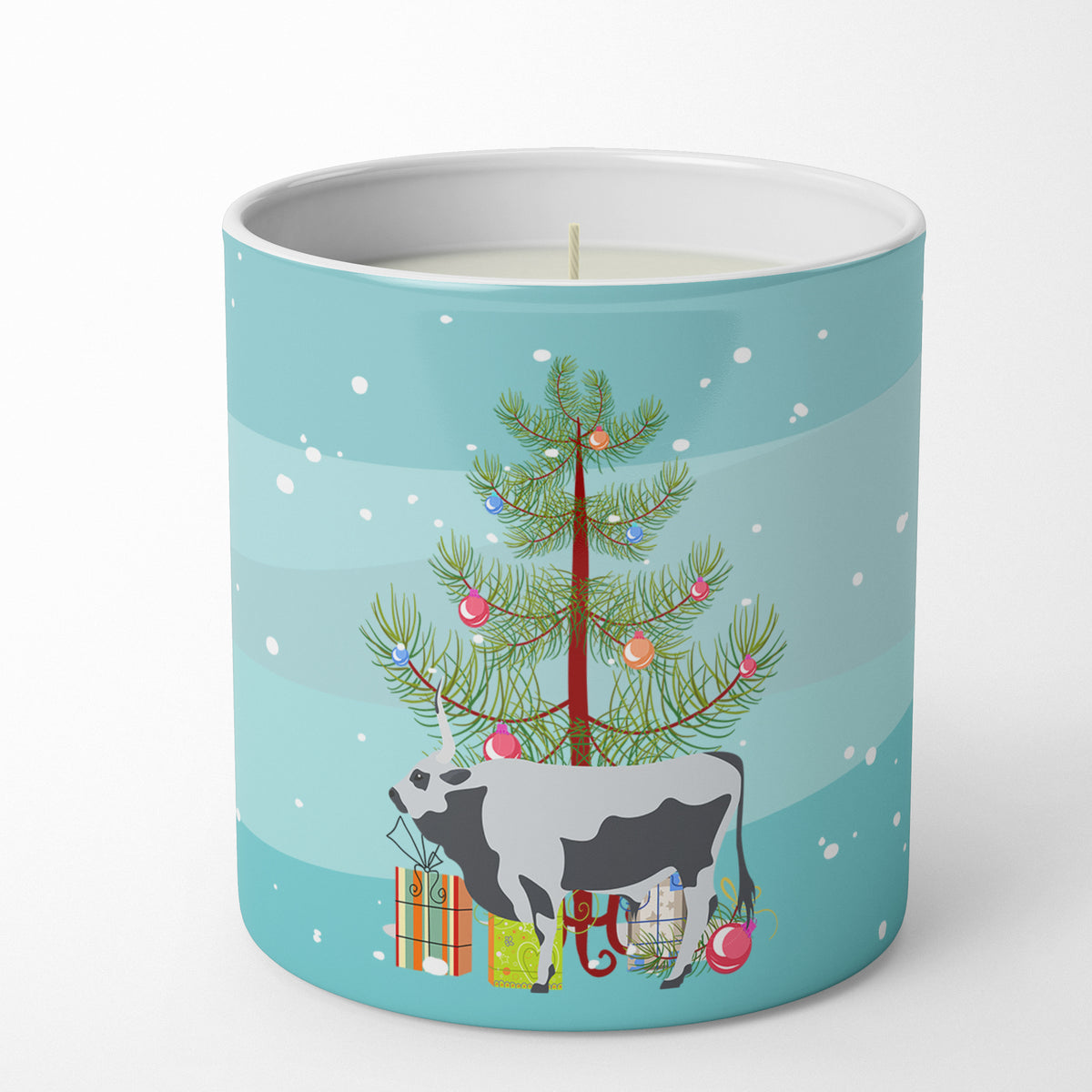 Buy this Hungarian Grey Steppe Cow Christmas 10 oz Decorative Soy Candle
