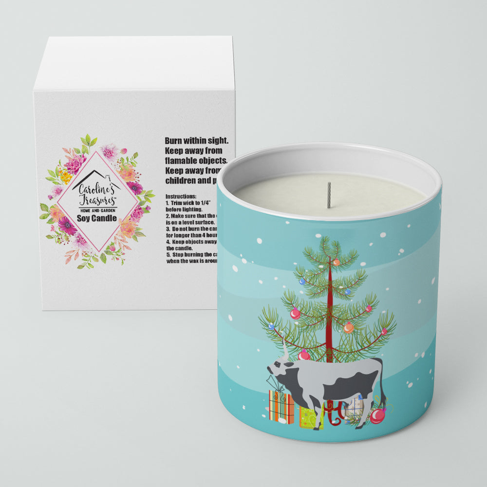 Hungarian Grey Steppe Cow Christmas 10 oz Decorative Soy Candle - the-store.com