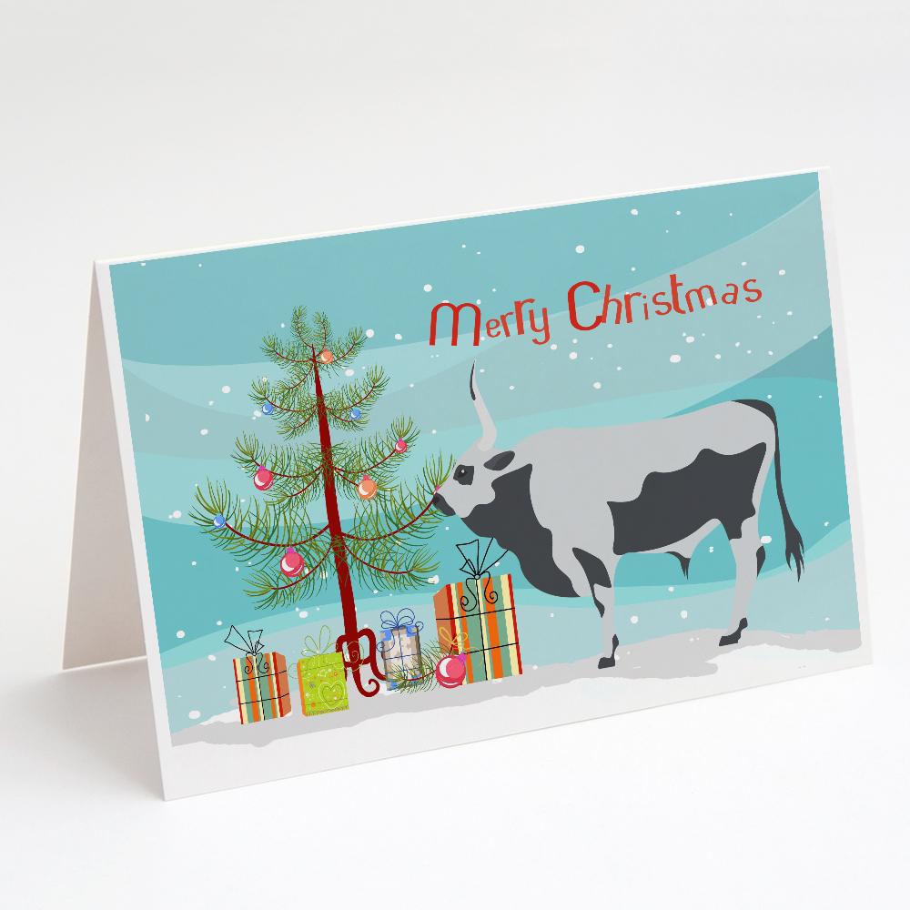 Buy this Hungarian Grey Steppe Cow Christmas Greeting Cards and Envelopes Pack of 8