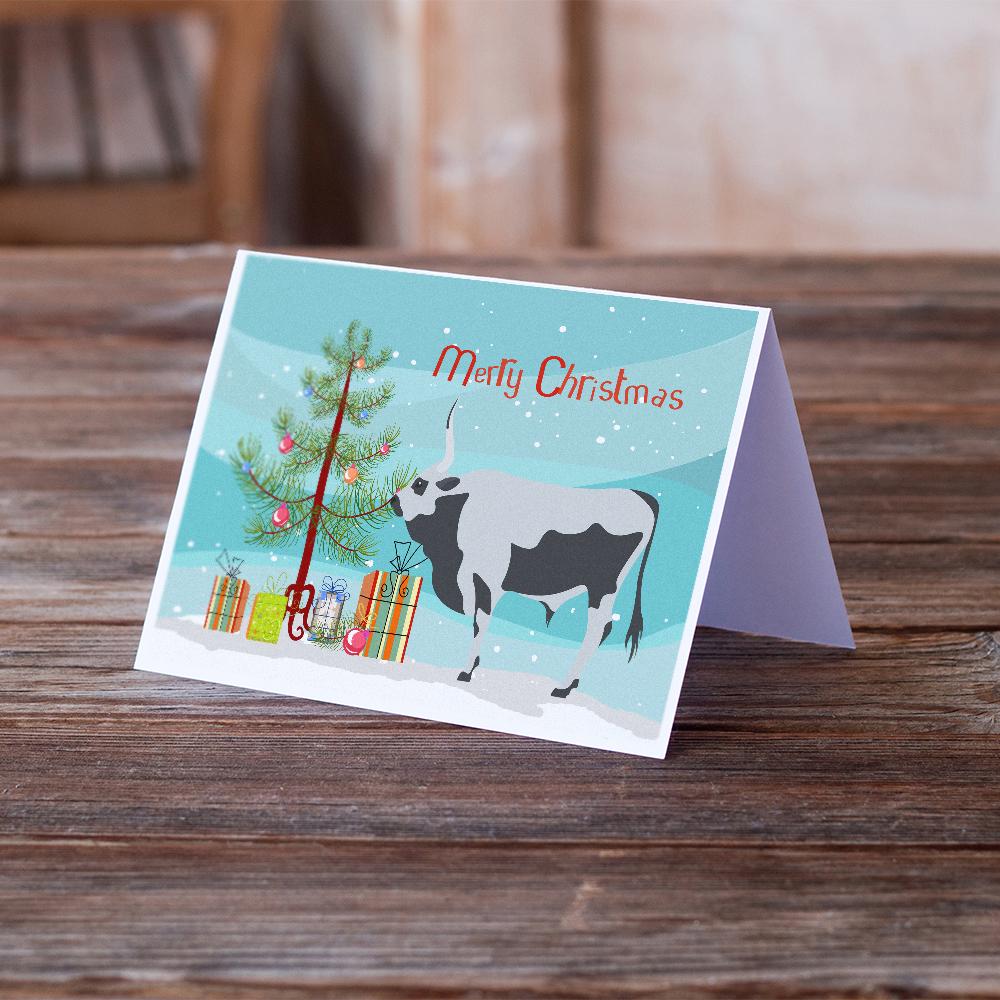 Hungarian Grey Steppe Cow Christmas Greeting Cards and Envelopes Pack of 8 - the-store.com