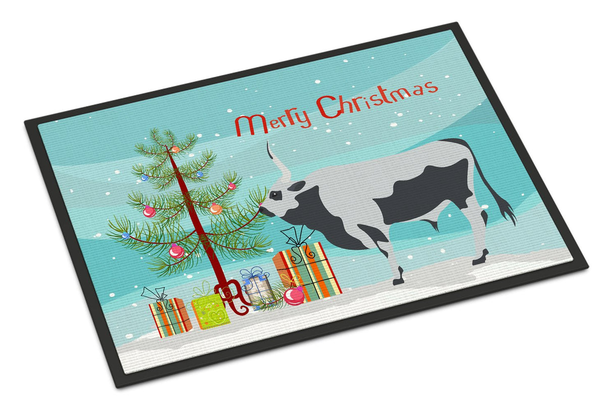 Hungarian Grey Steppe Cow Christmas Indoor or Outdoor Mat 24x36 BB9191JMAT by Caroline&#39;s Treasures