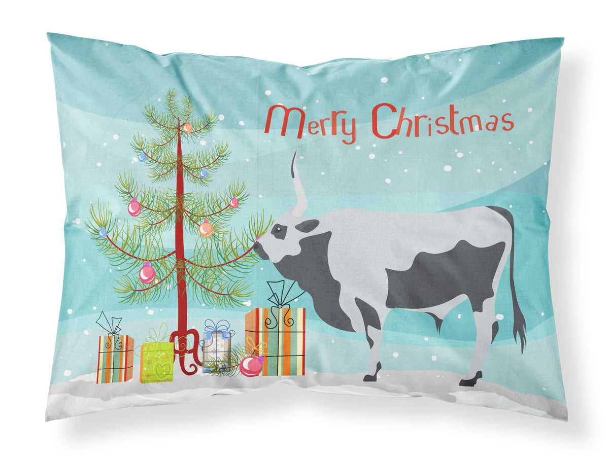 Hungarian Grey Steppe Cow Christmas Fabric Standard Pillowcase BB9191PILLOWCASE by Caroline&#39;s Treasures