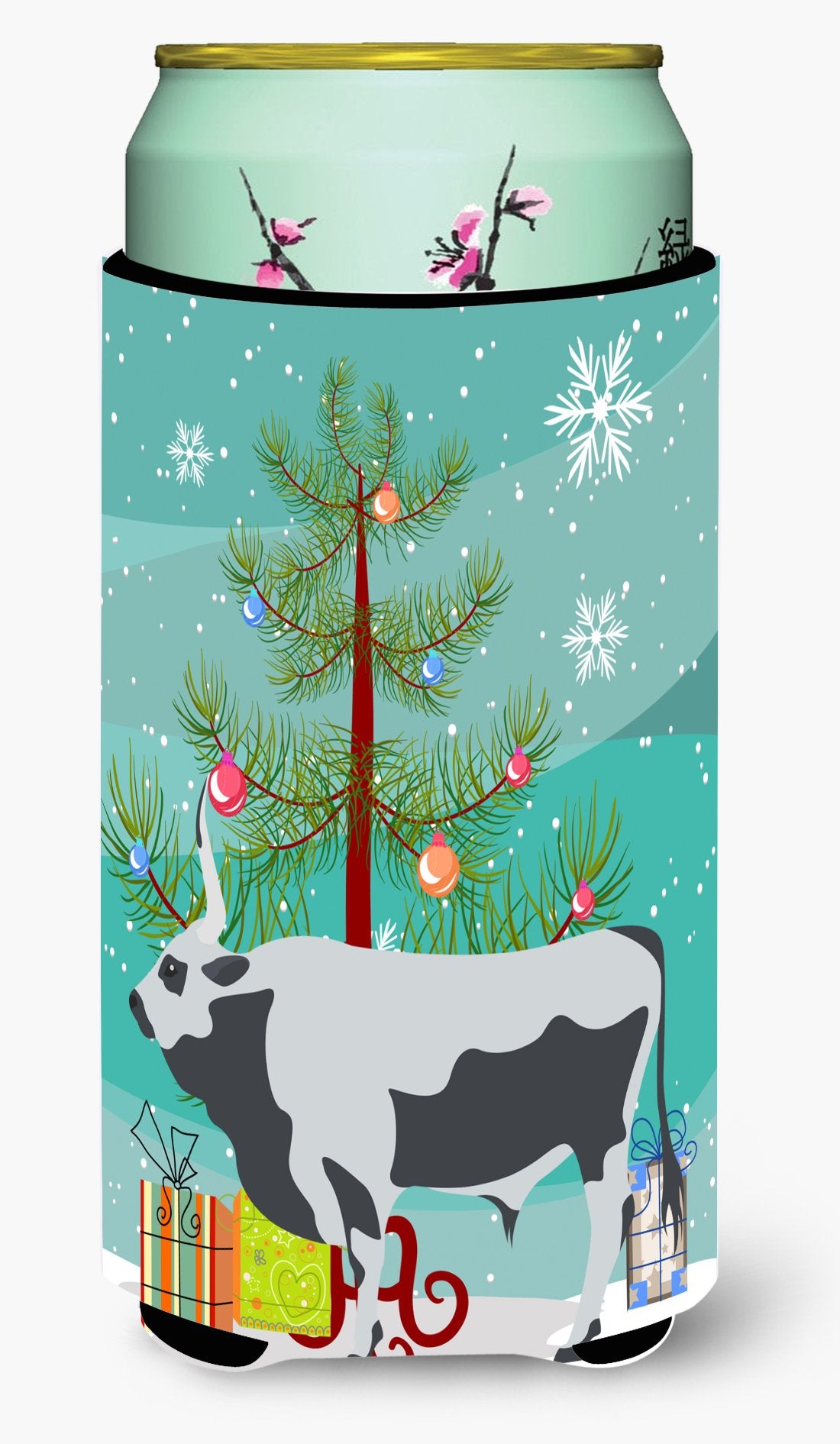 Hungarian Grey Steppe Cow Christmas Tall Boy Beverage Insulator Hugger BB9191TBC by Caroline&#39;s Treasures
