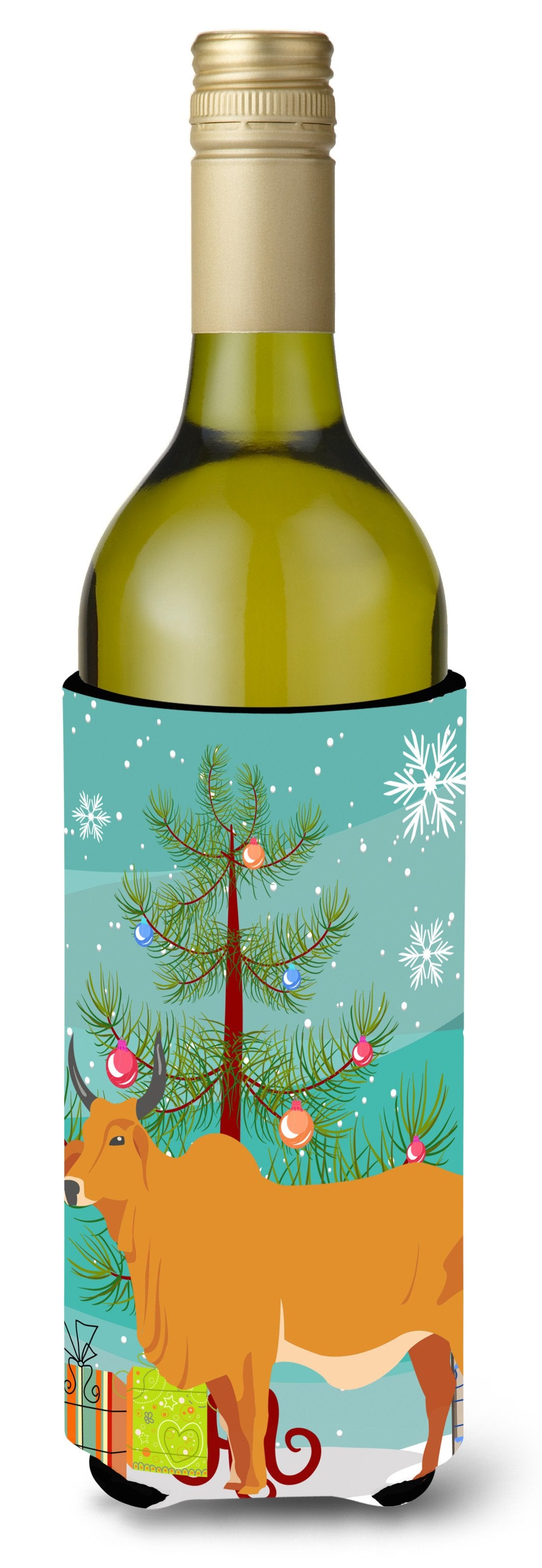 Zebu Indicine Cow Christmas Wine Bottle Beverge Insulator Hugger BB9192LITERK by Caroline&#39;s Treasures