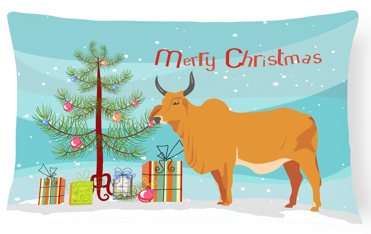 Zebu Indicine Cow Christmas Canvas Fabric Decorative Pillow BB9192PW1216 by Caroline&#39;s Treasures
