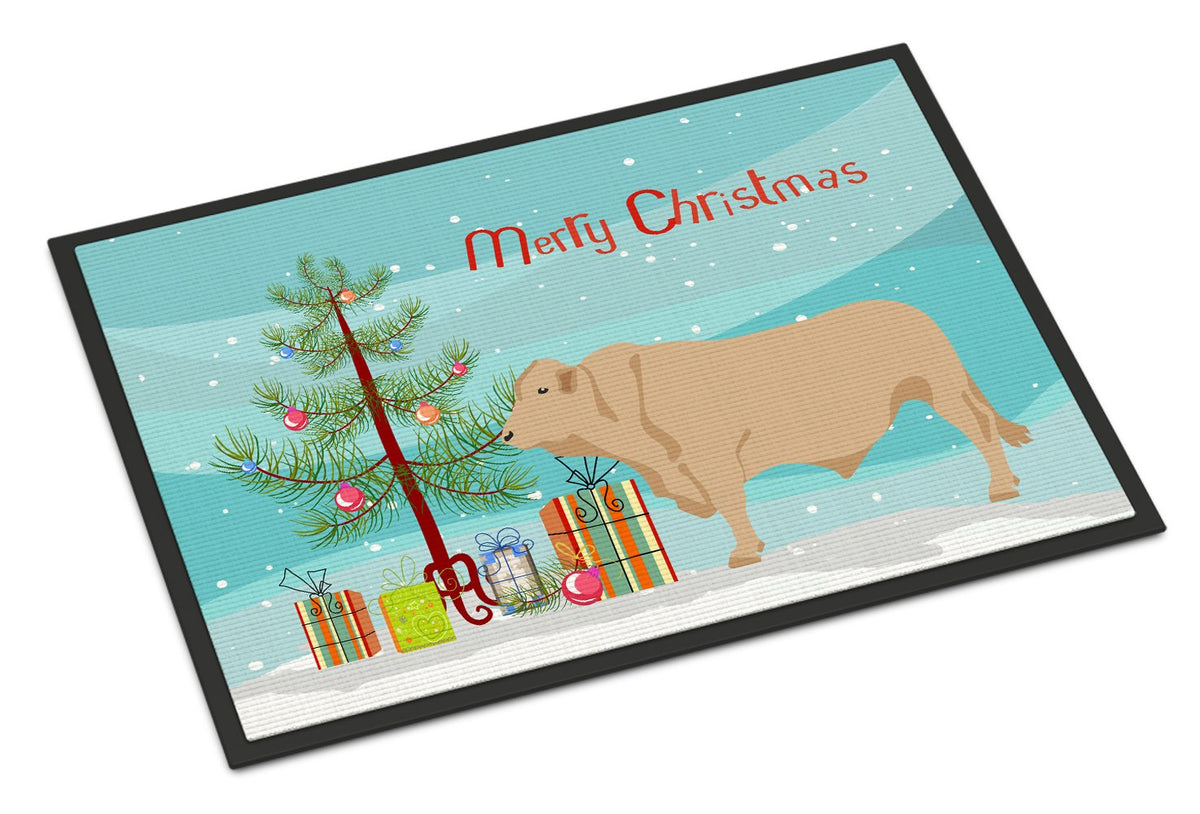 Charolais Cow Christmas Indoor or Outdoor Mat 24x36 BB9193JMAT by Caroline&#39;s Treasures