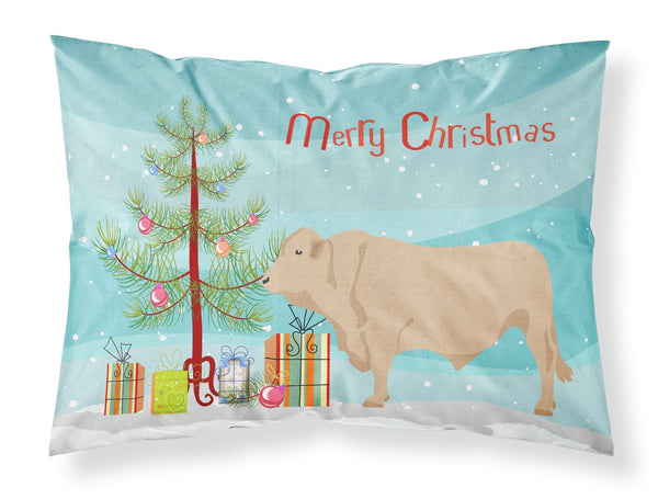 Charolais Cow Christmas Fabric Standard Pillowcase BB9193PILLOWCASE by Caroline's Treasures