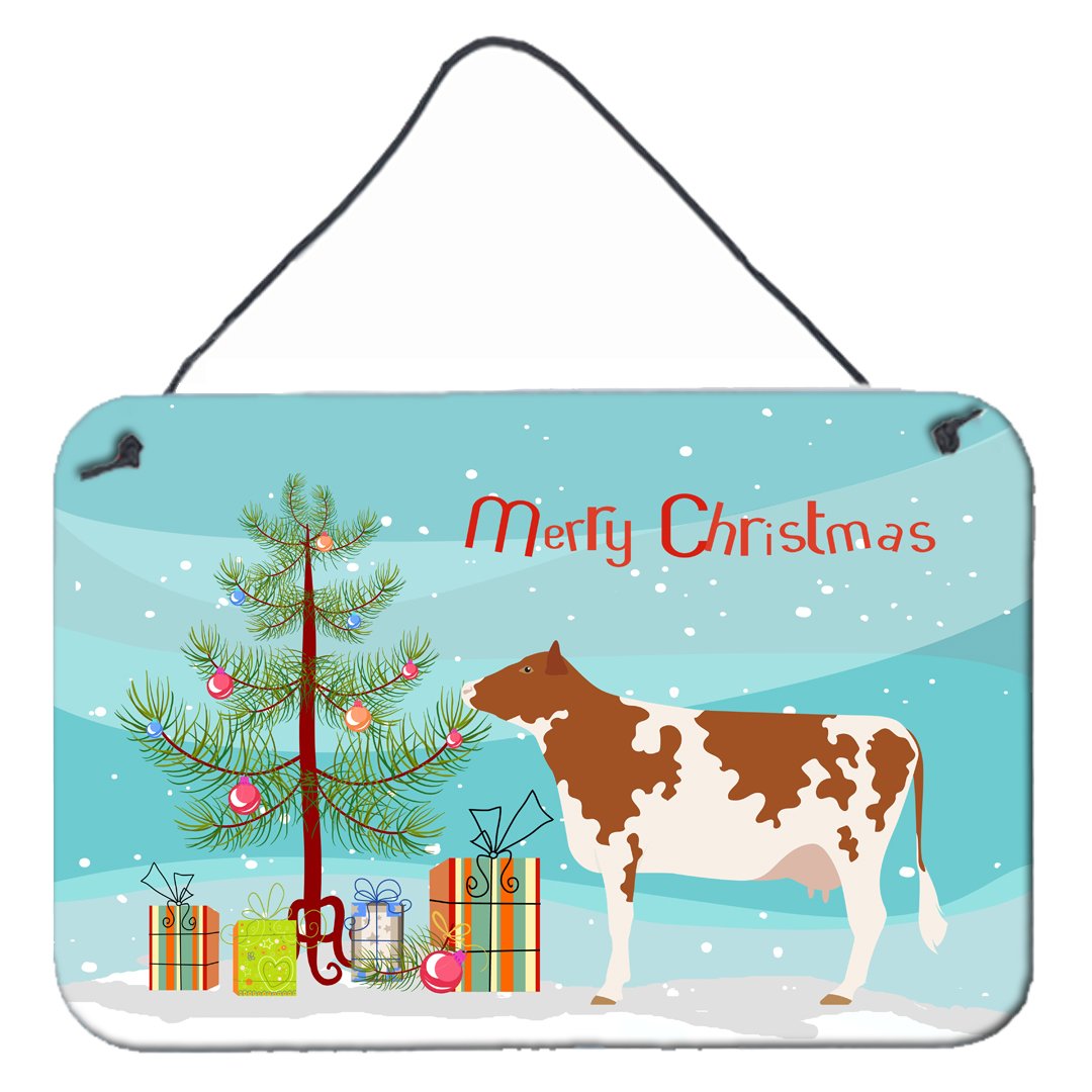 Ayrshire Cow Christmas Wall or Door Hanging Prints BB9194DS812 by Caroline's Treasures