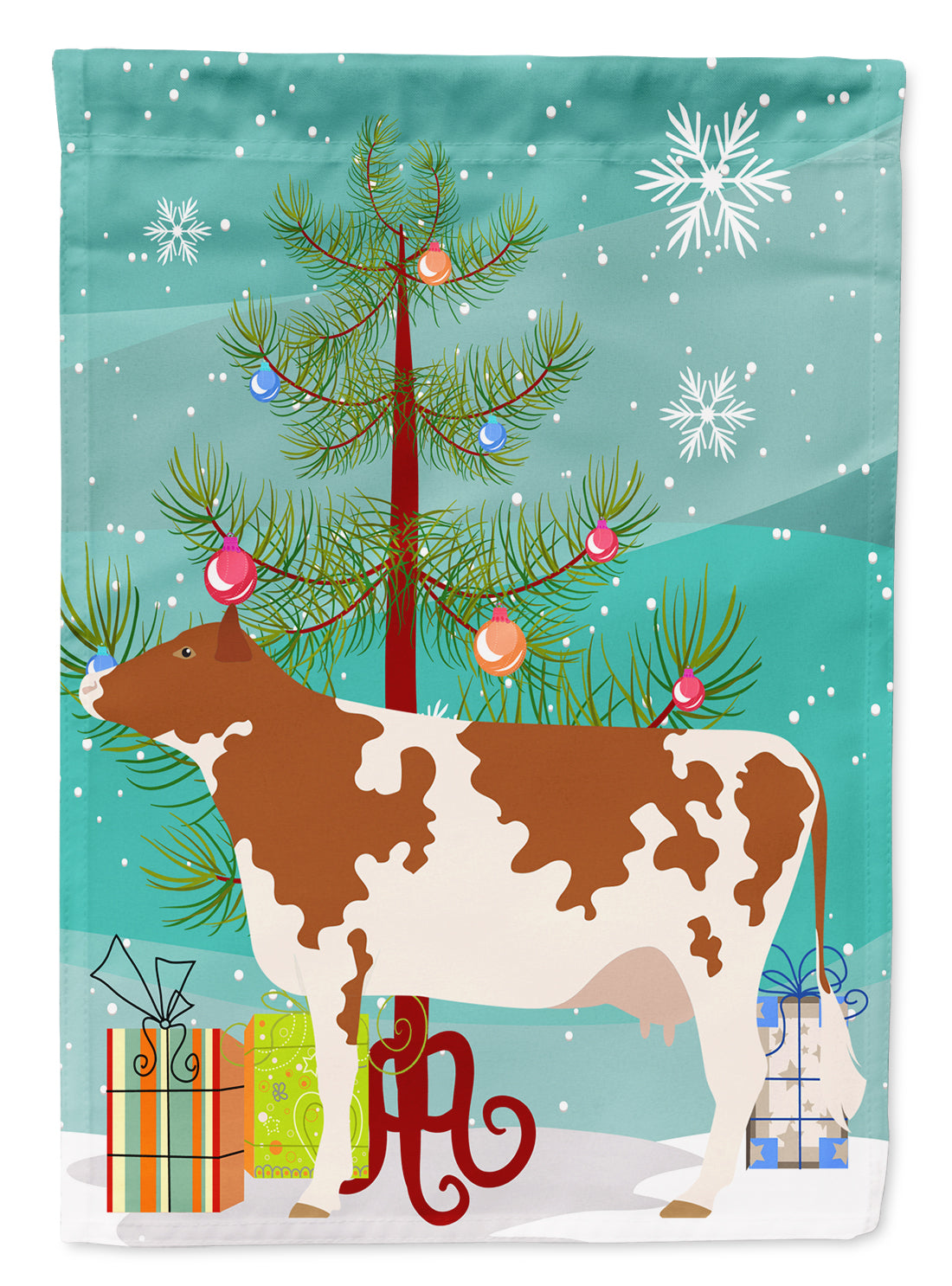 Ayrshire Cow Christmas Flag Garden Size BB9194GF